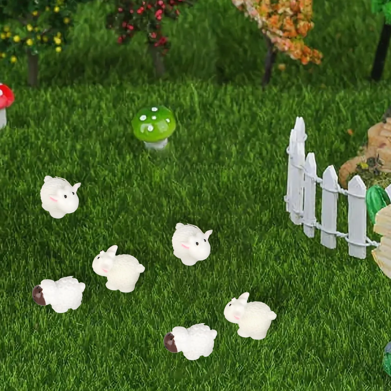 Hariendny 30 figuras de oveja en miniatura, mini ovejas, decoración de paisaje, figuras de oveja de resina, mini animales de goma, decoración del hogar, animales para jardín, accesorios de adorno