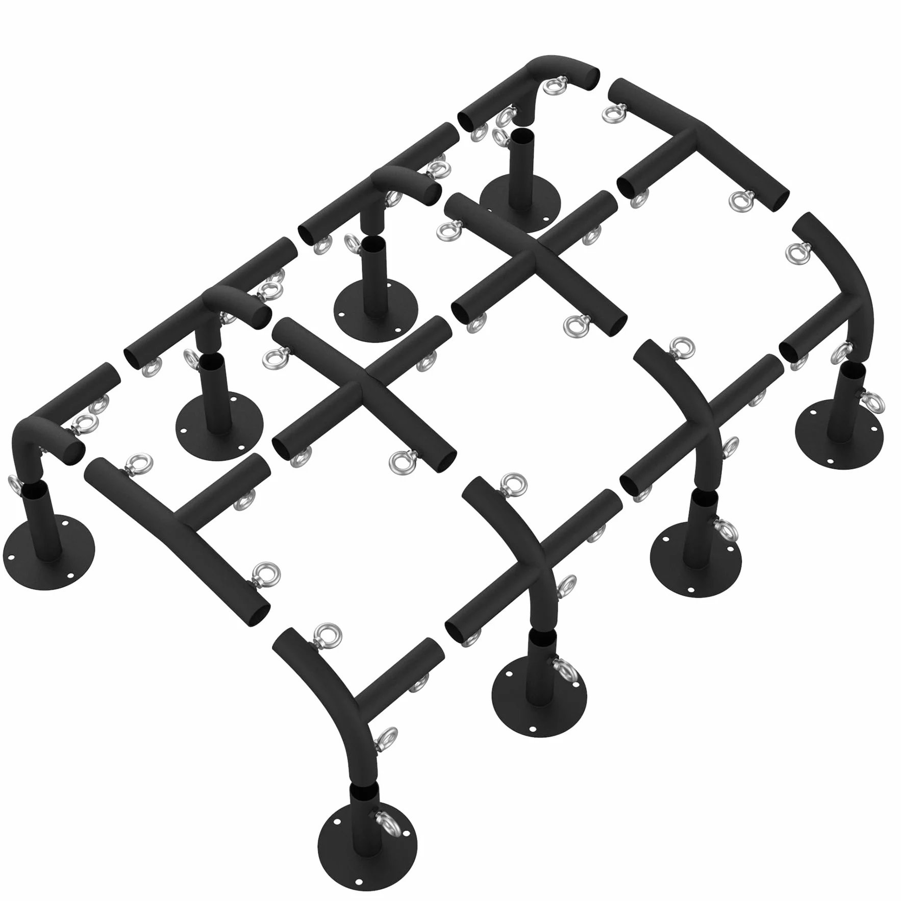 Accesorios de toldo de 1 3/8 pulgadas para piezas de marco de cochera de 8 patas, accesorios de tubería de toldo negro con pernos de ojo, kit de marco de cochera, conectores de pico bajo con