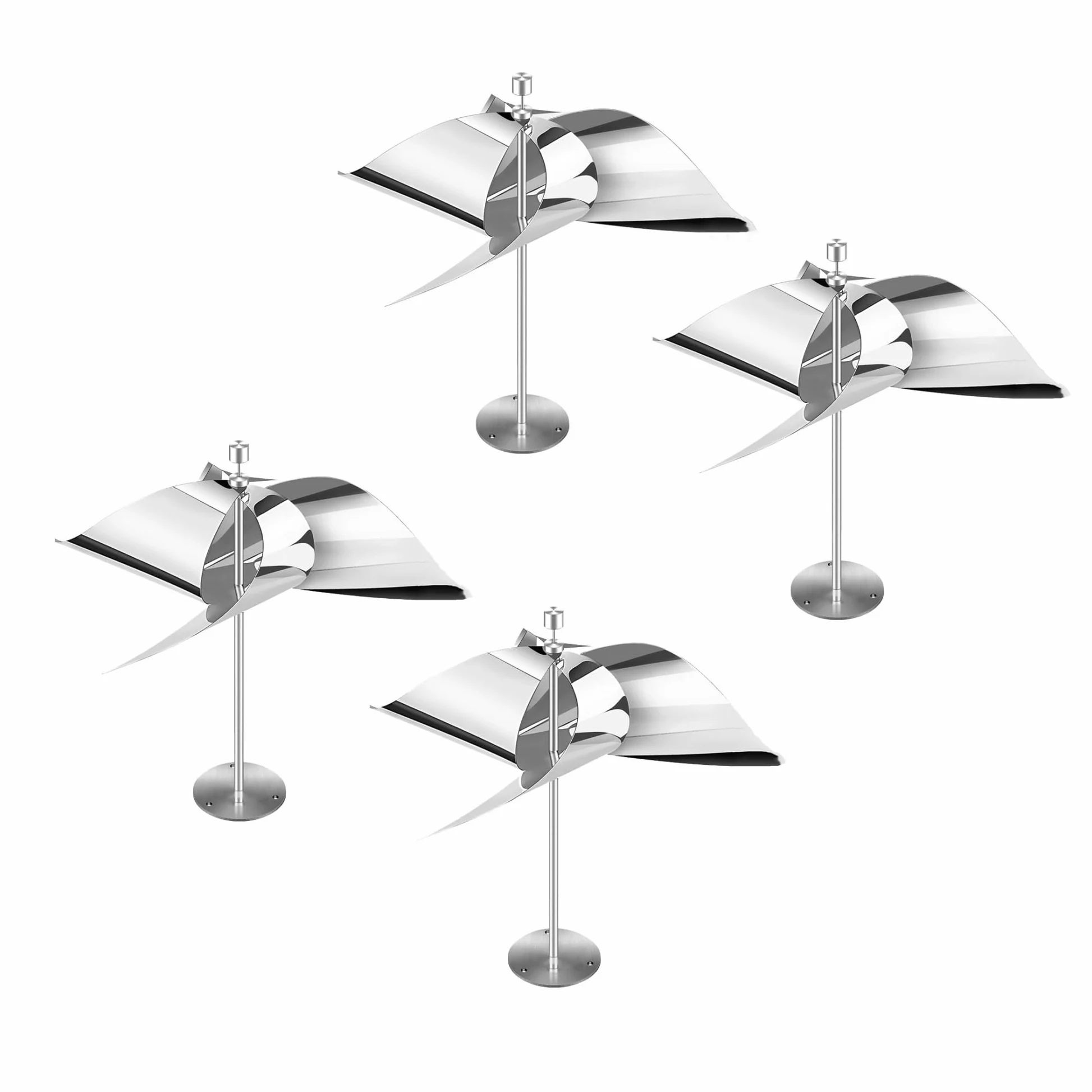 BOPIES Ahuyentadores de pájaros reflectores Alta eficacia Acero Inoxidable Duradero Espantapájaros Giratorio Ahuyentadores for ferrocarril, Pistas, huerto, Granja, 4 Piezas