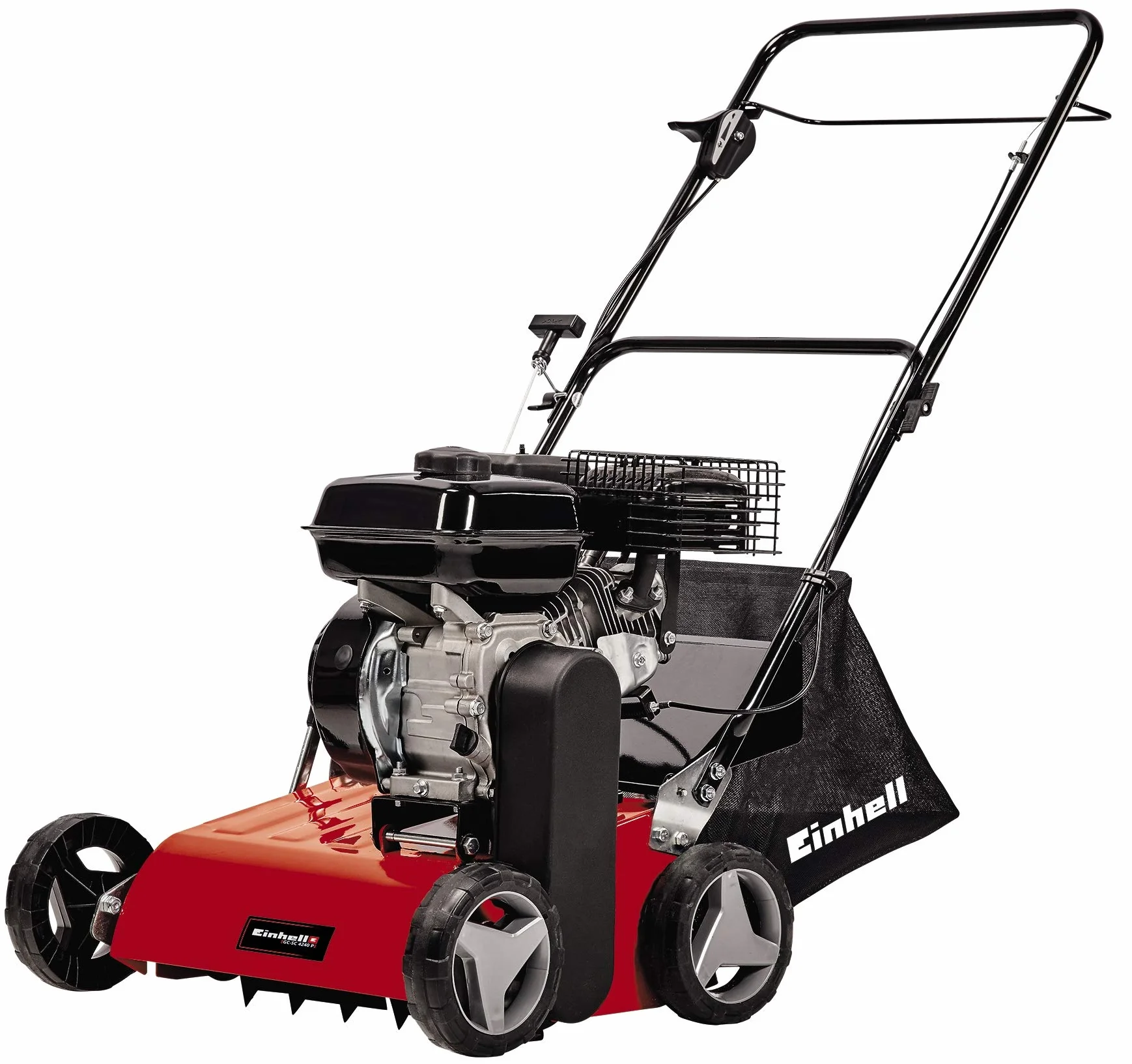 Einhell GC-SC 4240P - Escarificador de Gasolina para césped, 4,2 kw, Motor de 4 Tiempos, Unidad de Corte de rodamiento de Bolas con 18 Cuchillas de Acero, Ajuste de Profundidad de rastrillo de