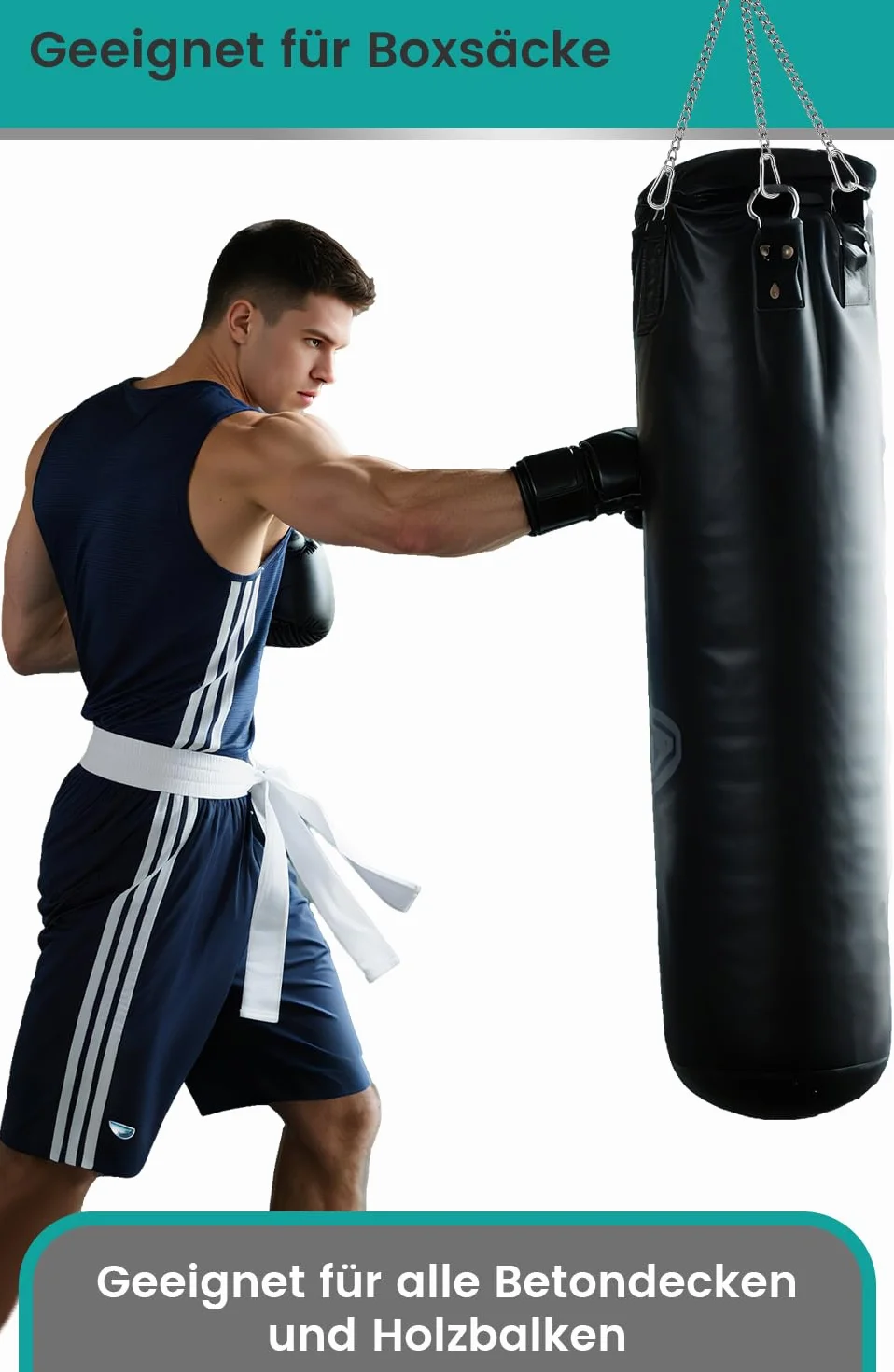 Cadena para Silla Colgante, Cadena de extensión para Silla Colgante, extensión de Cadena para Saco de Boxeo de 66 cm con Dos mosquetones, Carga hasta 250 kg
