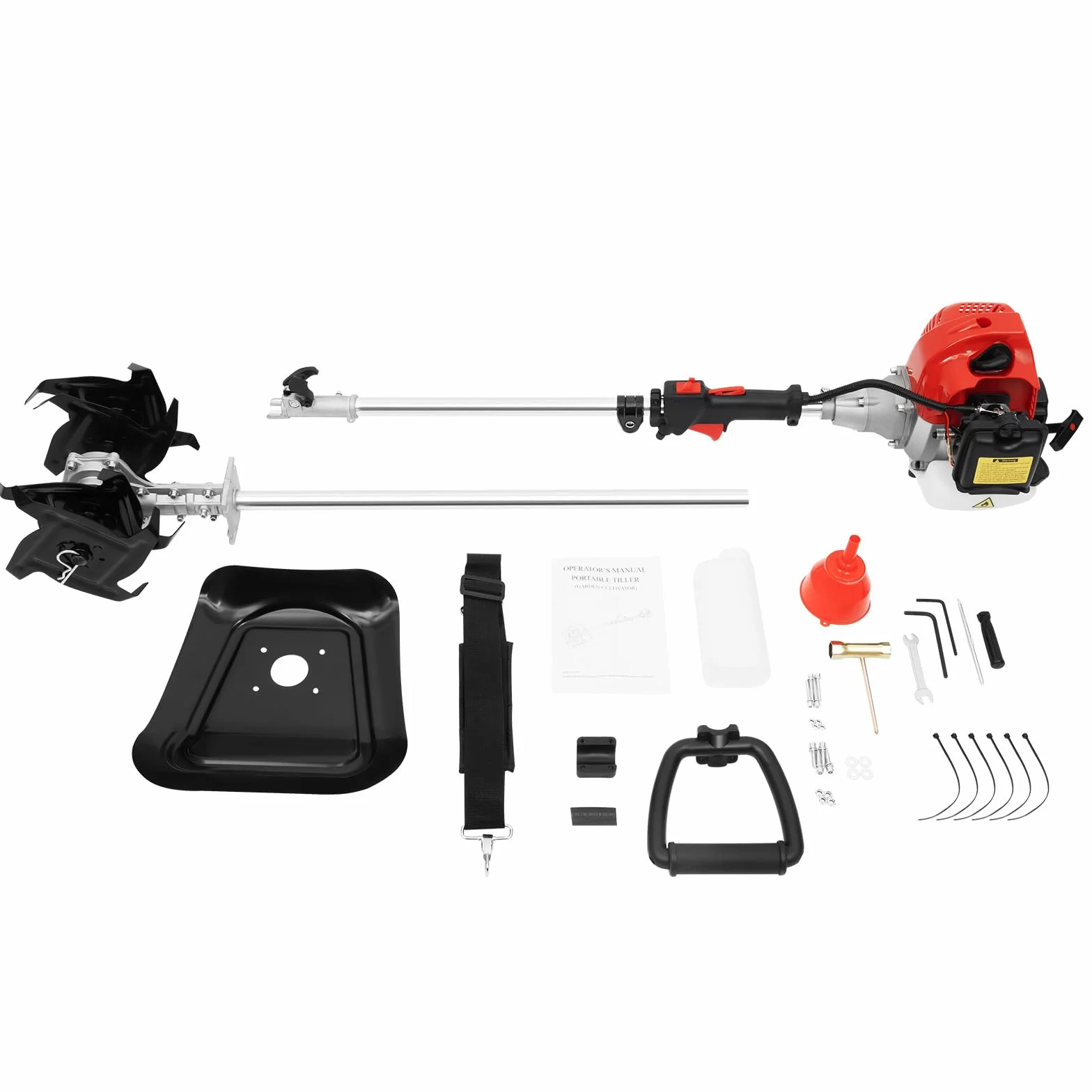 Rototiller a gas de 51.7 CC, cultivador de mano pequeño de un solo cilindro de 2 tiempos, 6500 RPM refrigerado por aire con tanque de combustible de 1.1 L para deshierbe de suelo suelto de