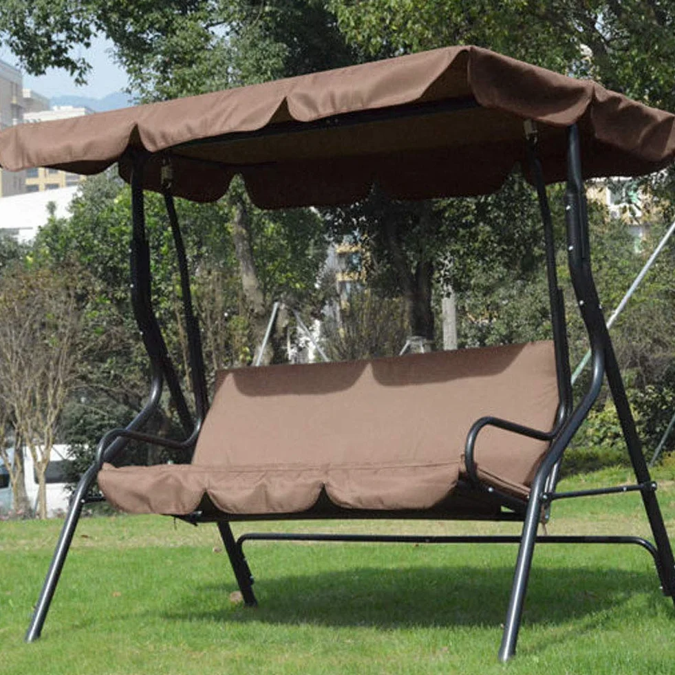 Focket Cojín para Asiento de Columpio, 150 x 150 x 10 cm, Tela Impermeable, Funda de cojín para Asiento de Columpio de 3 plazas, Buena Permeabilidad al Gas, para Patio y jardín (marrón)