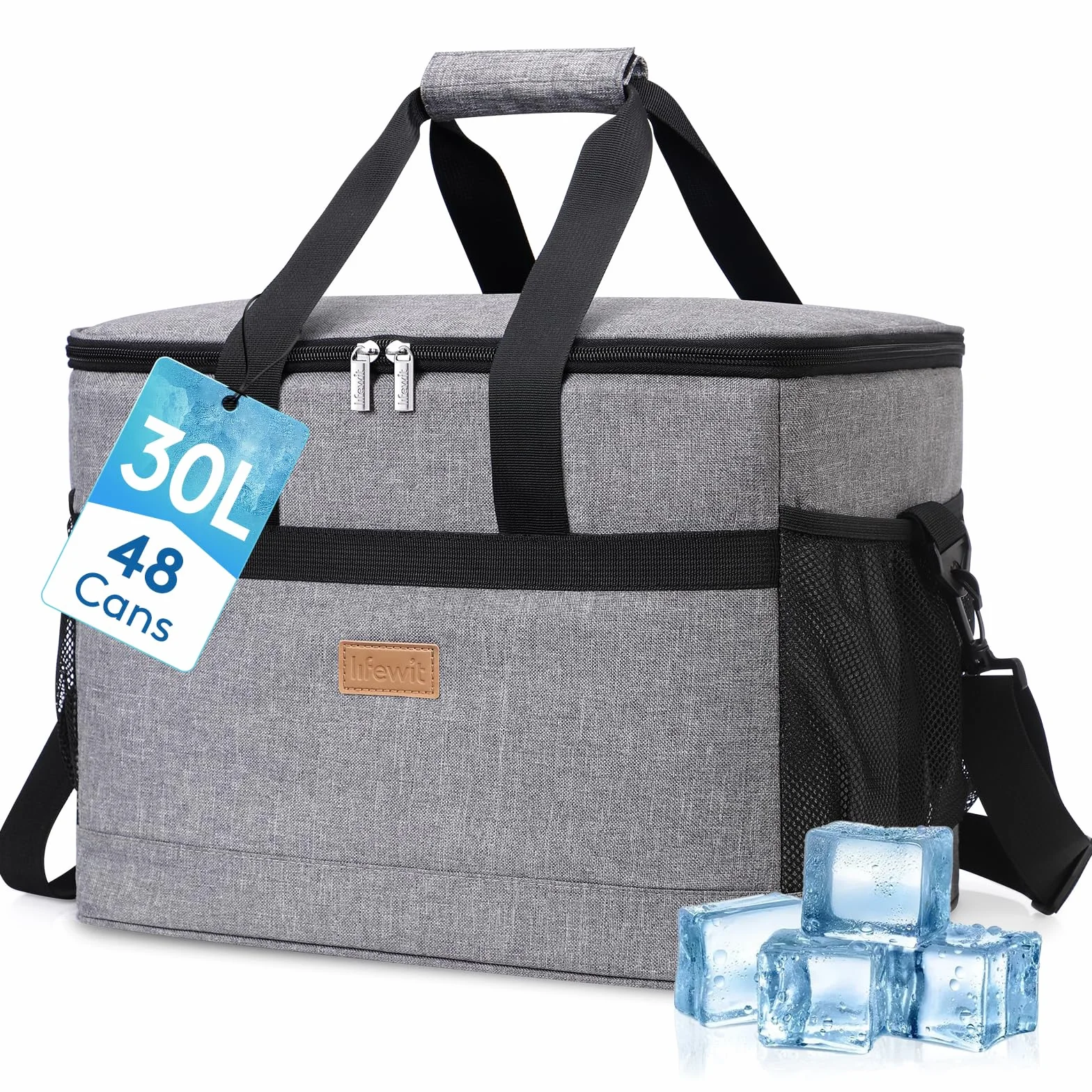 Lifewit Nevera Portatil 30L, Bolso Neveras Isotermica para Hombre, Grande Bolsas Termica Porta Alimentos, Cooler Bag Tela Plegable para Playa, Camping, Viaje, Trabajo, Picnic, Gris