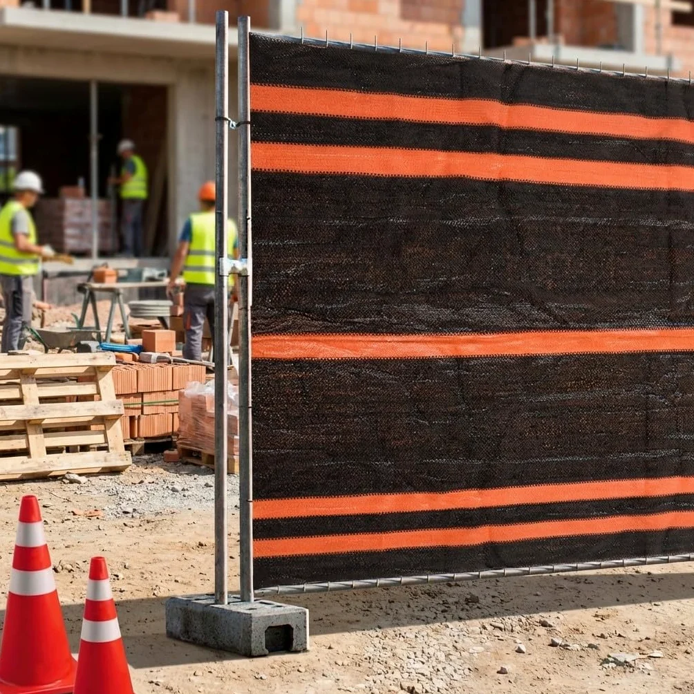 Suinga Malla Ocultación Obra 1,90x50 m | Negro/Naranja 90 gr | Delimita Zonas | Seguridad | Alta Resistencia | Uso Profesional