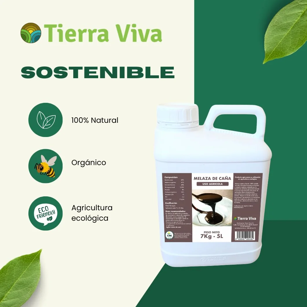 Melaza para plantas ecológica 7Kg (5L). Agro melaza. Fertilizante universal natural que mejora el suelo y potencia tus cultivos. Estimula la actividad de microorganismos beneficiosos