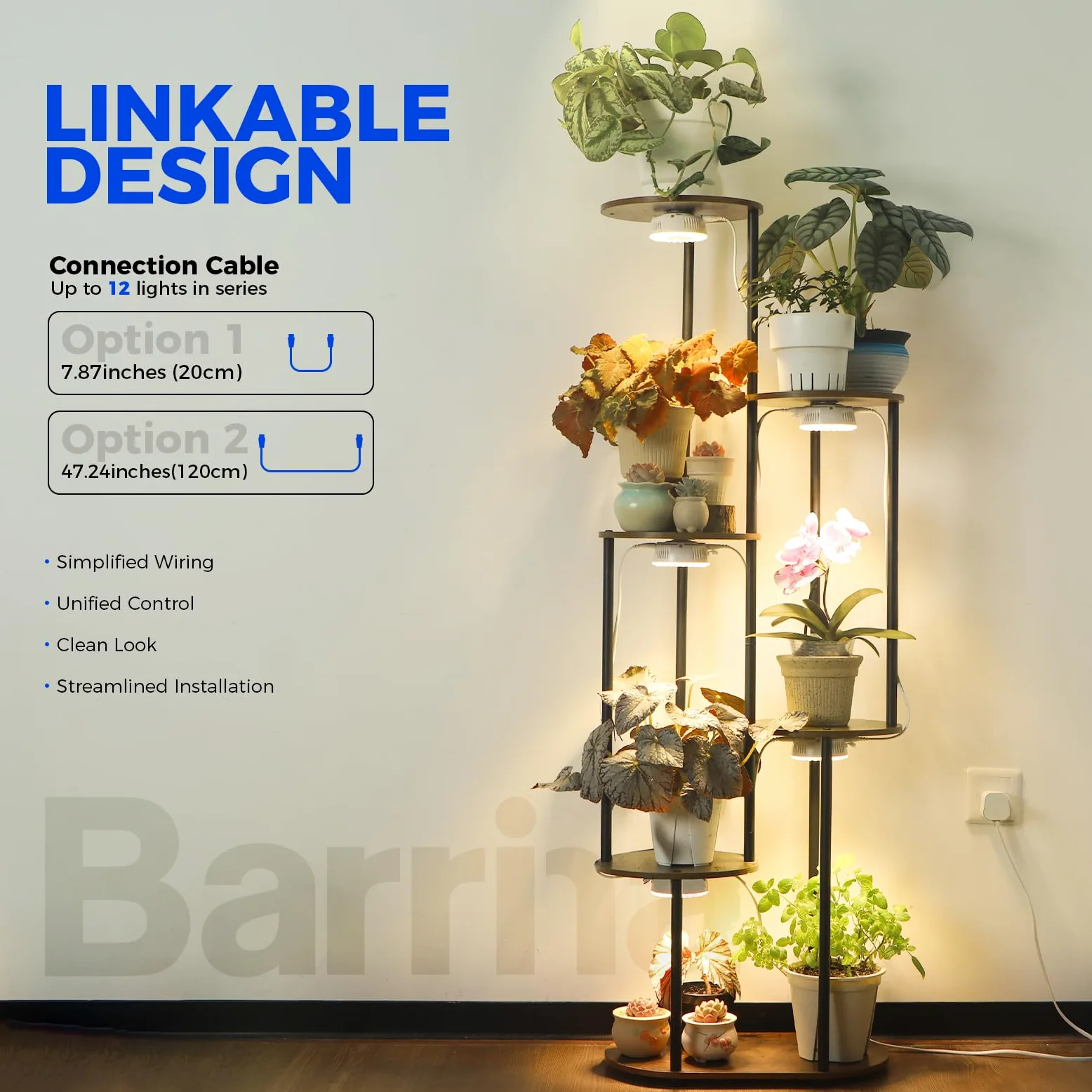 Barrina Orbgrow OG09 - Luz de cultivo con temporizador, LED rojos de 660 nm de 36 W (4 x 9 W, equivalente a 540 W), luz de espectro completo para plantas de interior, magnética y enlazable, 5 niveles