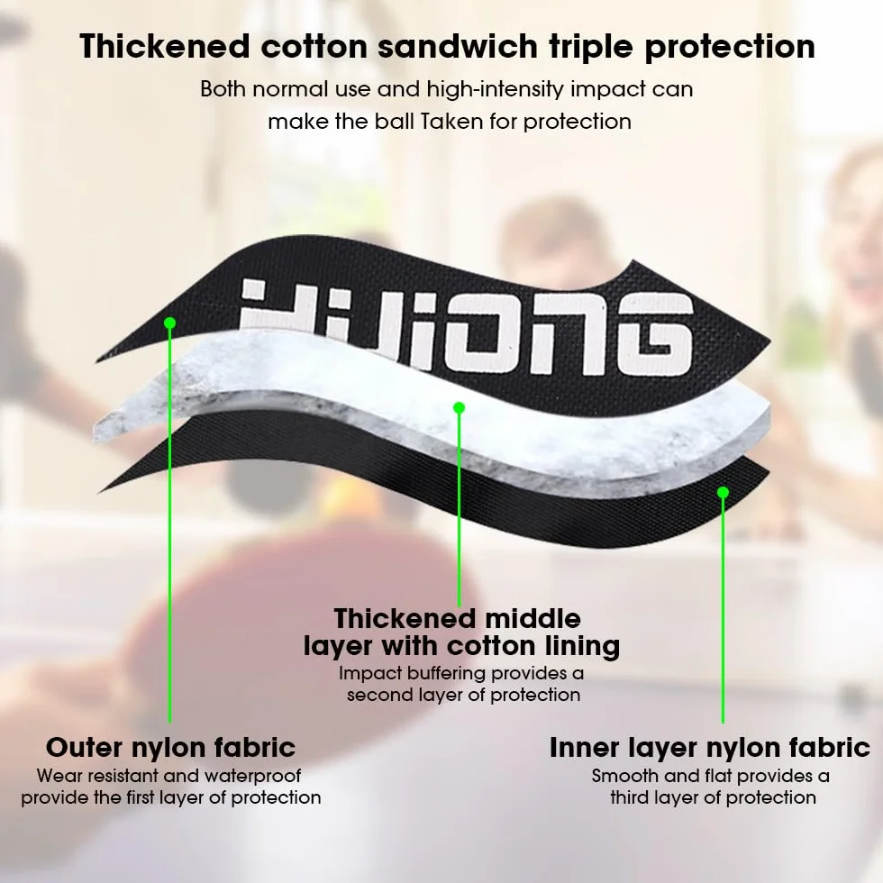 Funda para Raqueta de Tenis de Mesa, Funda para 2 Raquetas y 3 Pelotas con Bolsillo