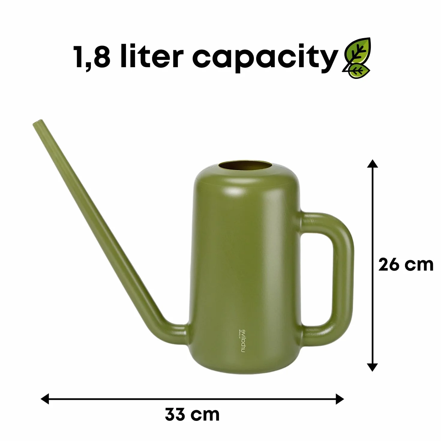 Plastia Regadera Pequeña para Plantas de Interior 1,8 L – Regadera Plantas con Pico Largo para Riego Fácil – Regaderas Jardín de Plástico, Verde