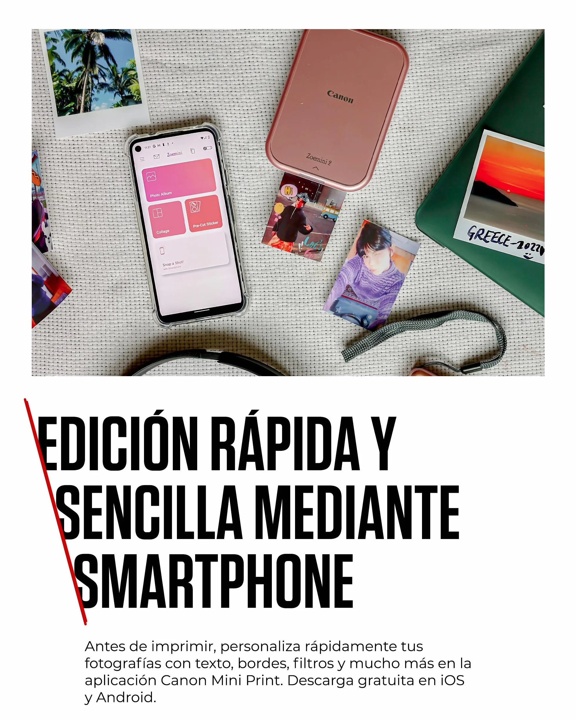 Canon Zoemini 2 Impresora Fotográfica Instantánea Compacta Bluetooth 5.0 USB-C Rosa