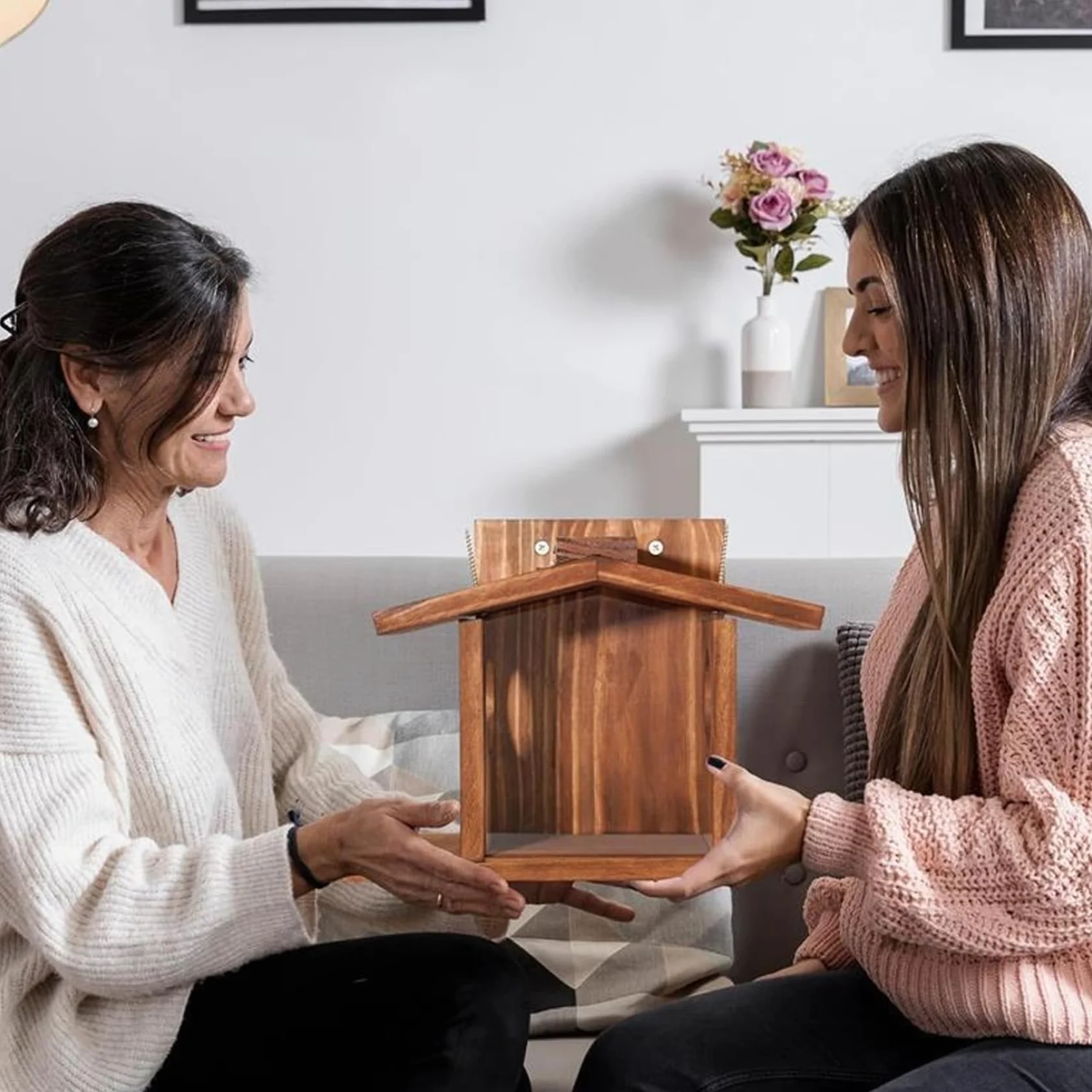 Casa de Ardillas, comederos de Ardilla para el Exterior, casa de Ardillas, comedero para pájaros de Madera fácil de llenar, comedero para pájaros Visible con Panel extraíble para maíz, maní, Suet, co