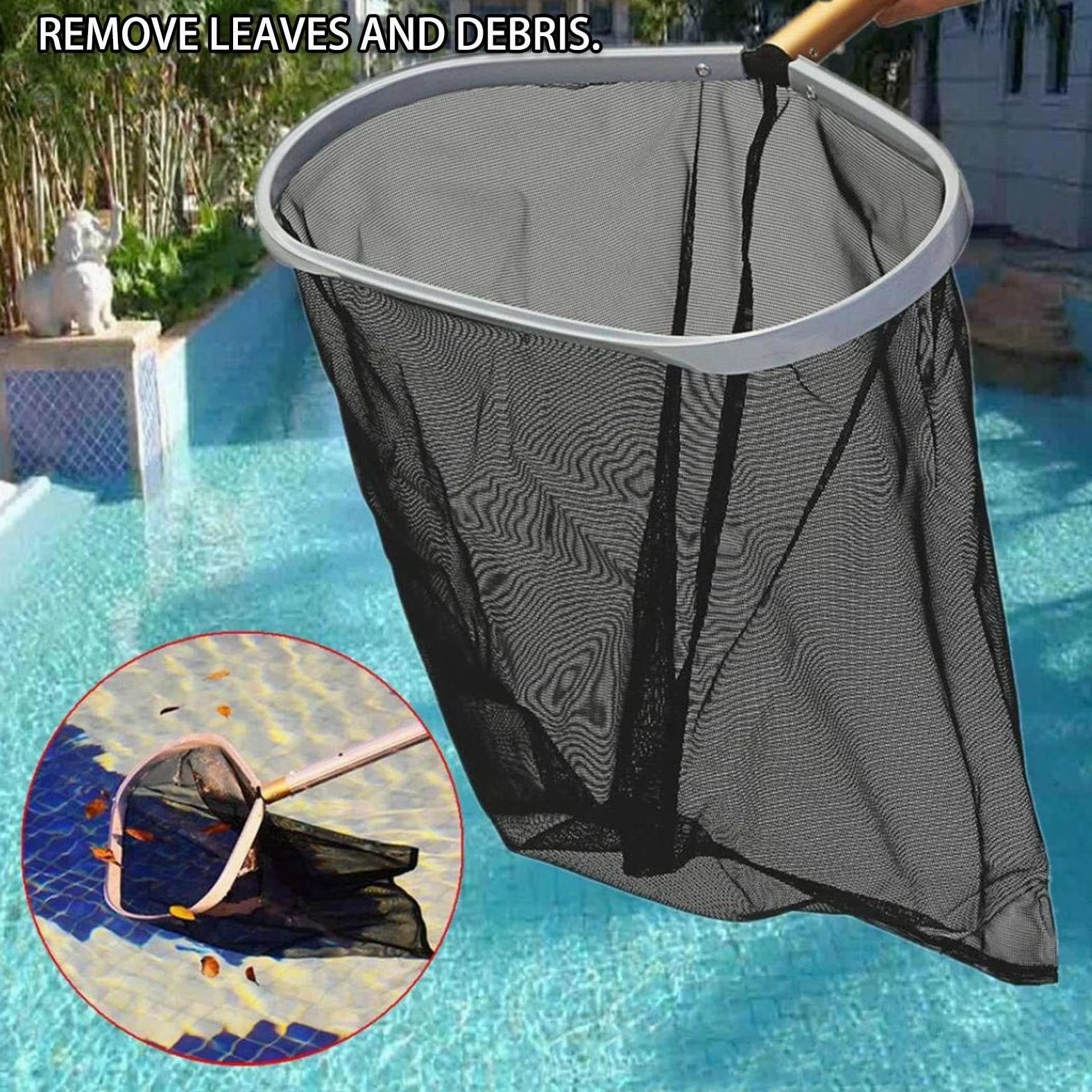 Esta Red recogehojas para Piscinas, rastrillo Profesional para Limpieza de Hojas, rastrillo de Malla Fina con Bolsa Profunda y Marco de plástico Resistente para Limpiar Hojas en Piscinas y e