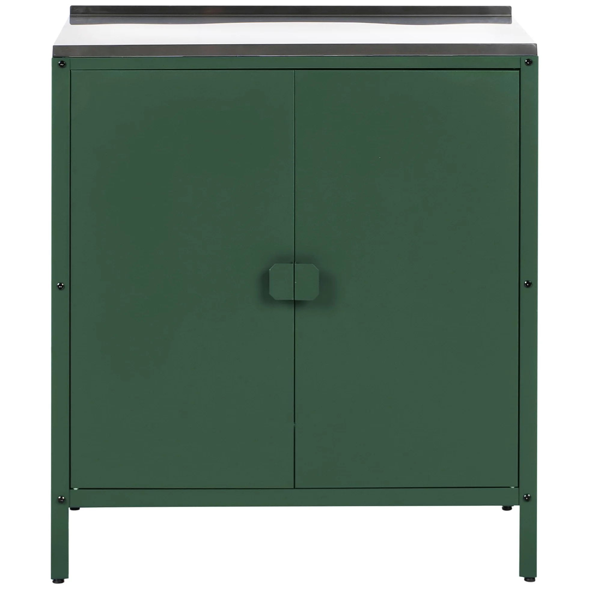 Beliani Armario Cocina Exterior 2 Puertas de Acero Inoxidable Verde Vilama
