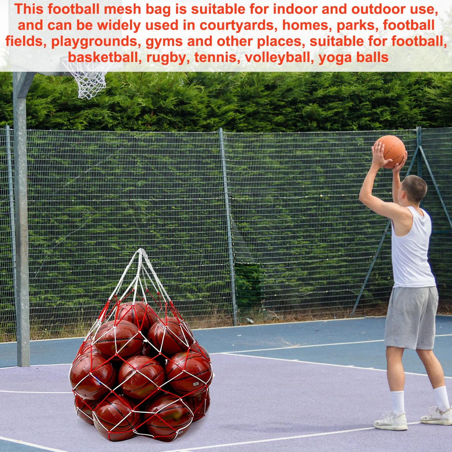Red para pelotas extragrande para fútbol, baloncesto, balonmano y voleibol con correa para el hombro