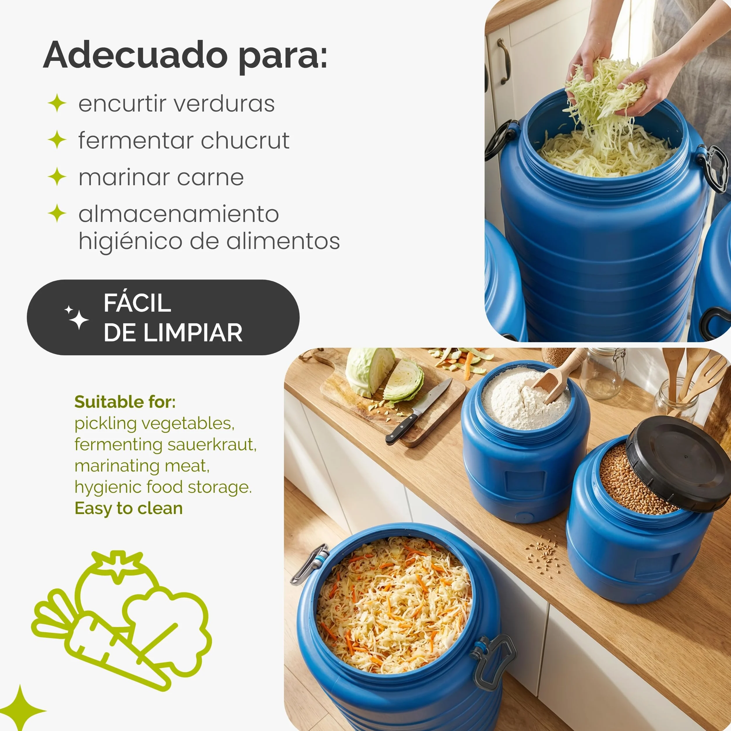 Garronda 120 L con Grifo Bidon Agua Barril de Plástico HDPE con Grifo como Contenedor y Deposito Agua y Alimentos para Almacenamiento, Fermentación y Recogida de Lluvia GD-0186 Azul