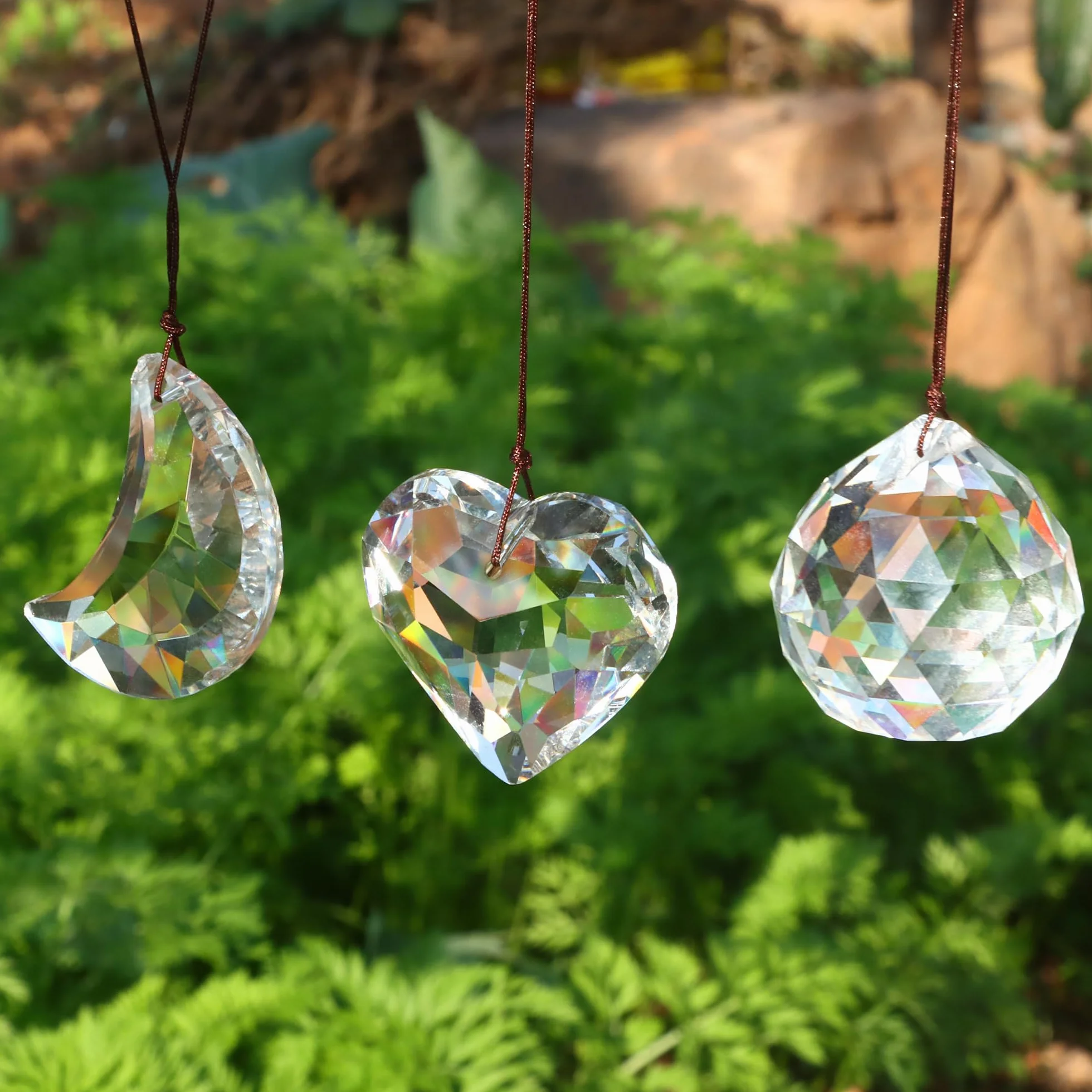 Colgante de Bolas Atrapasoles 3Pcs Bola de Cristal Prisma Decoración para Ventanas, Hogar, Oficina, Jardín