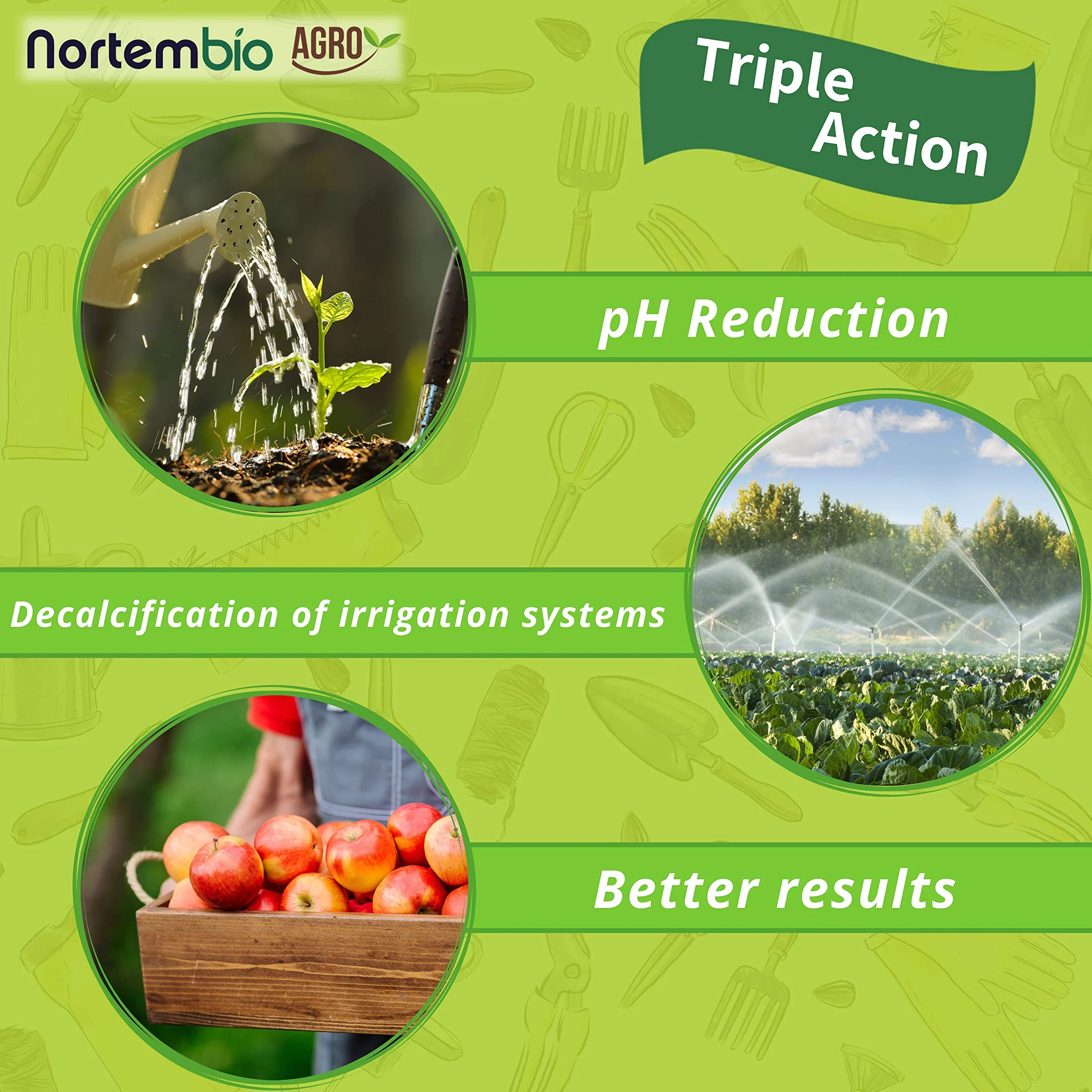Nortembio Agro Reductor de pH Ecológico 1 L Corrector Natural para Plantas y Cultivos, Desincrustante de Riego, Mejora el Sabor, Aroma y Crecimiento - Uso Universal