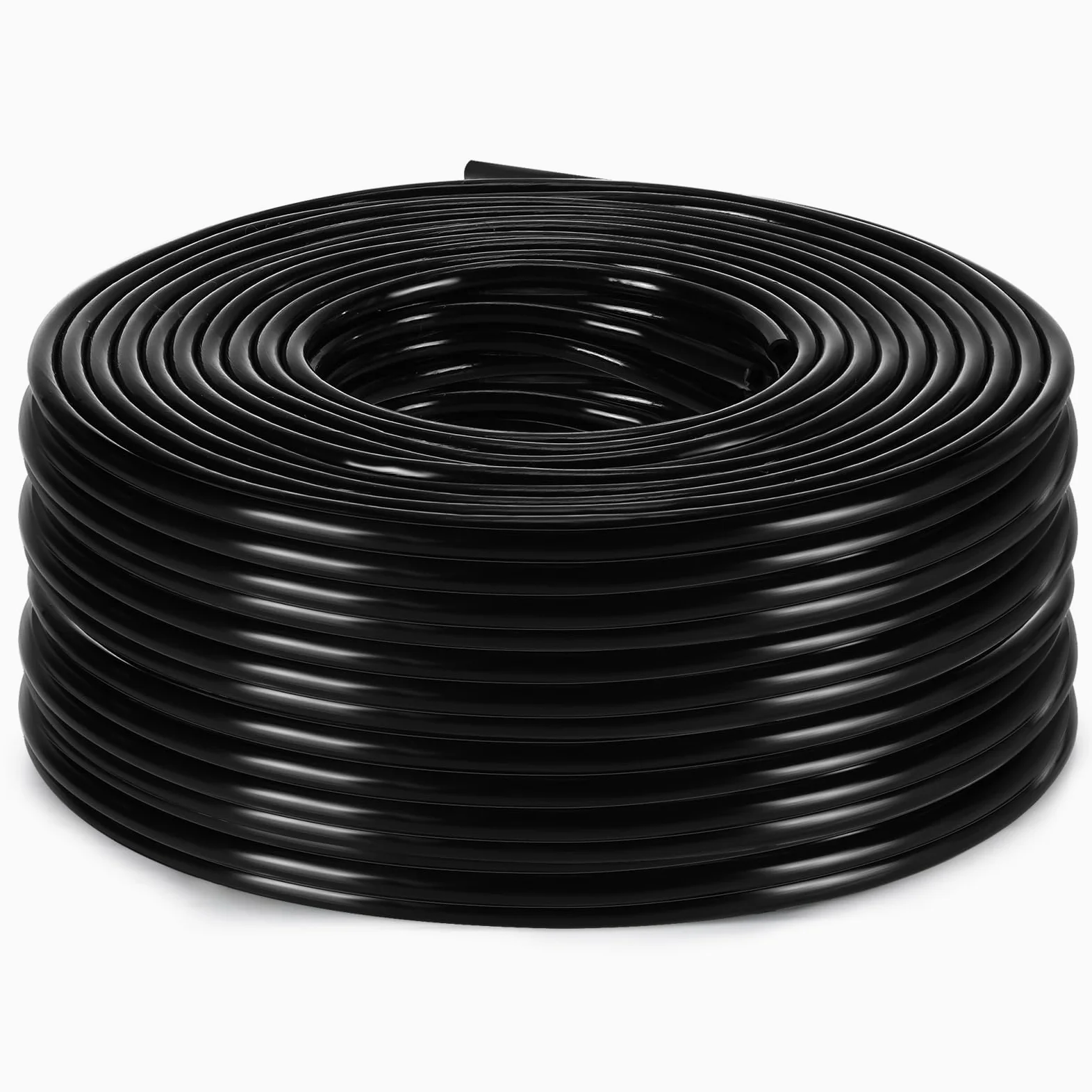 Treela Manguera de riego por goteo de 100 m, tubo de distribución en blanco de 1/4 pulgadas, tubo de riego por goteo, manguera de agua negra para jardín, cama de flores, invernadero, patio, césped