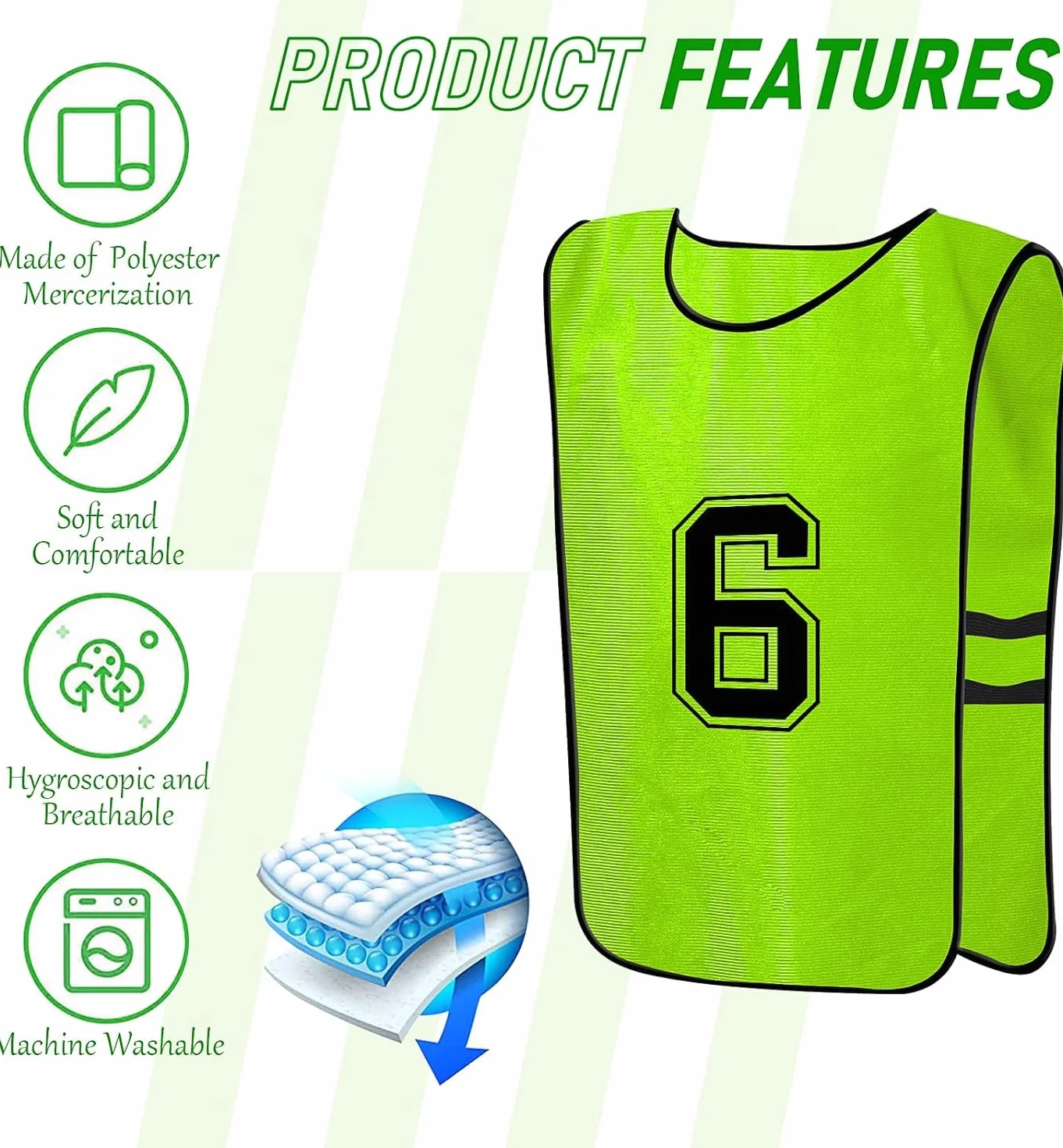 Chalecos de Entrenamiento Reversibles Numerados para Fútbol Baloncesto Verde Rojo Adulto