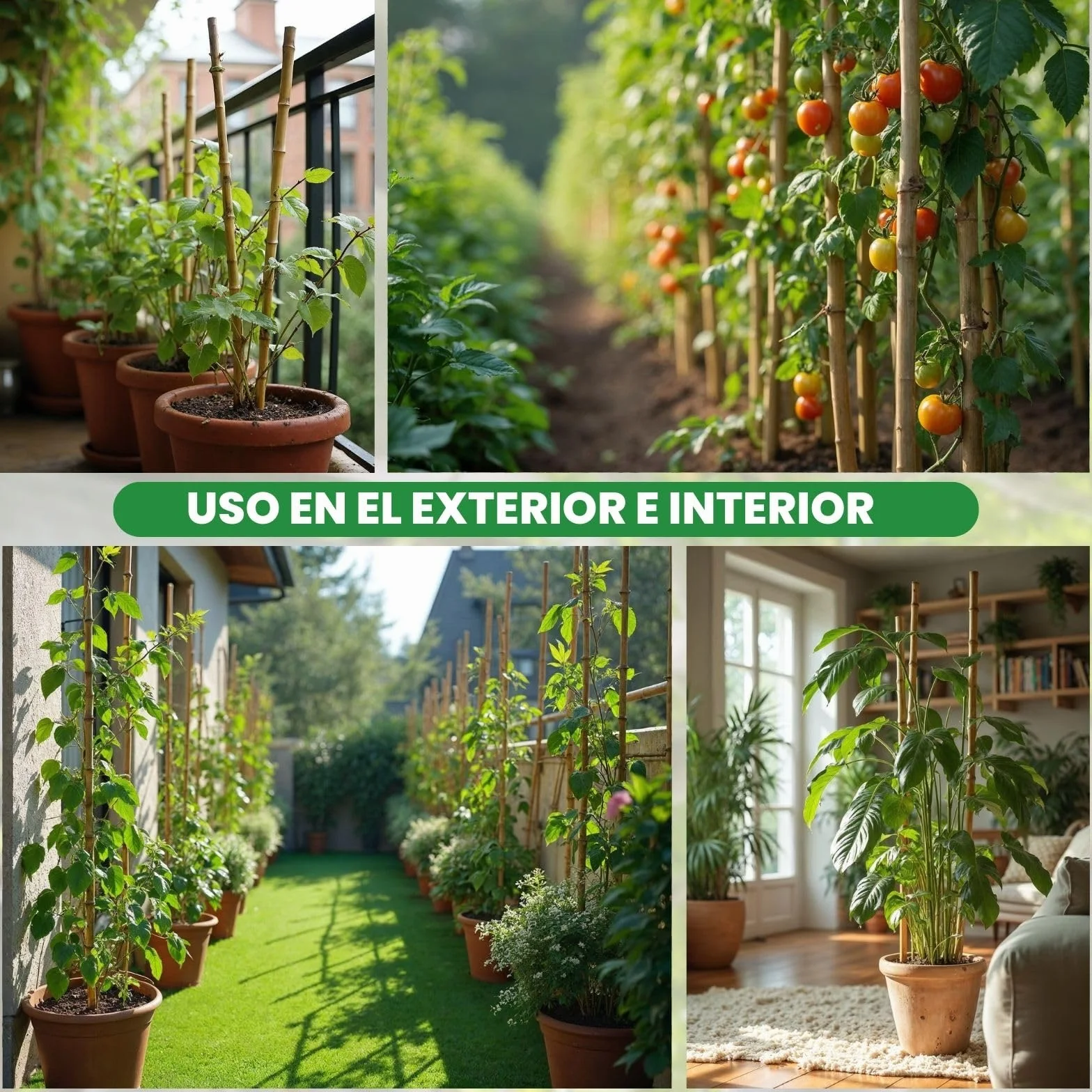 PLANTAWA Tutores de Bambú 90 cm Paquete 25 Unidades Ø 10-12 mm | Soporte para Plantas, Hortalizas, Tomates y Tomateras | Tutores para Plantas de Instalación Fácil. Cañas de bambú Resistentes