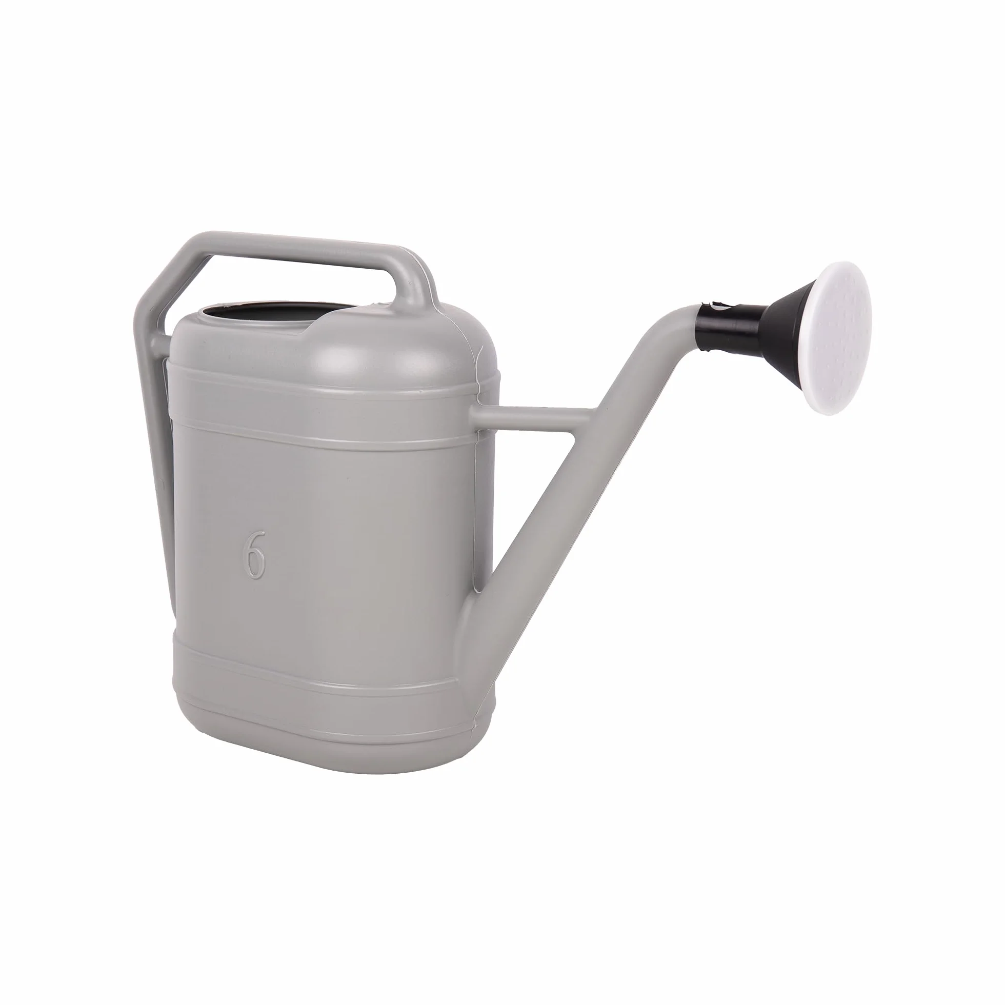 Cofan Regadera Gris de 6 litros con Cabezal Desmontable, HDPE Resistente, Asa de Transporte, Regadera para Interior y Exterior