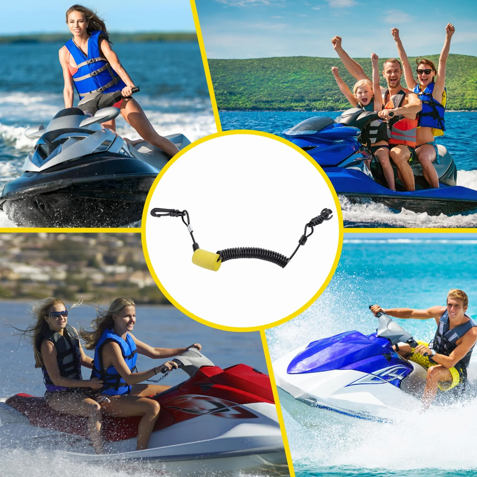 Llave de Capa de Vapor para Jet ski Lanyard Cuerda elástica Anti-Robo Clip de Reemplazo Sea doo GTI GTR GTX Spark