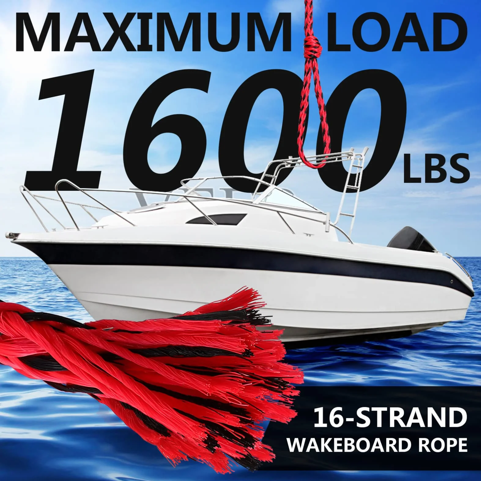 BESPORTBLE Cuerda para Wakeboard Mango Flotante Ajustable