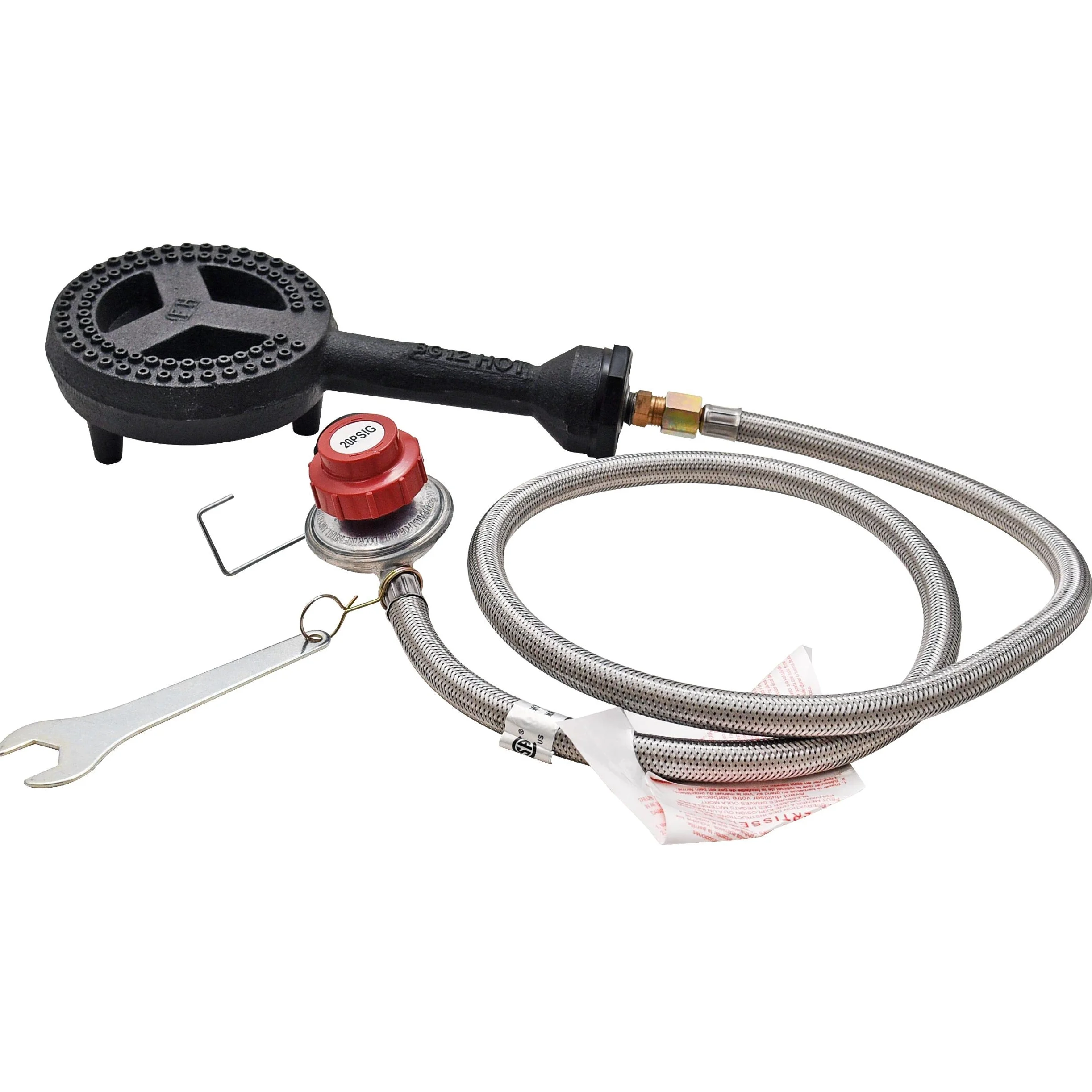 ARC G20S - Cabezal de Quemador de Hierro Fundido Resistente hasta 65.000 BTU, regulador de propano Ajustable de Alta presión de 0 a 20 PSI con Herramientas, Certificado CSA, Manguera de Gas de 119,4