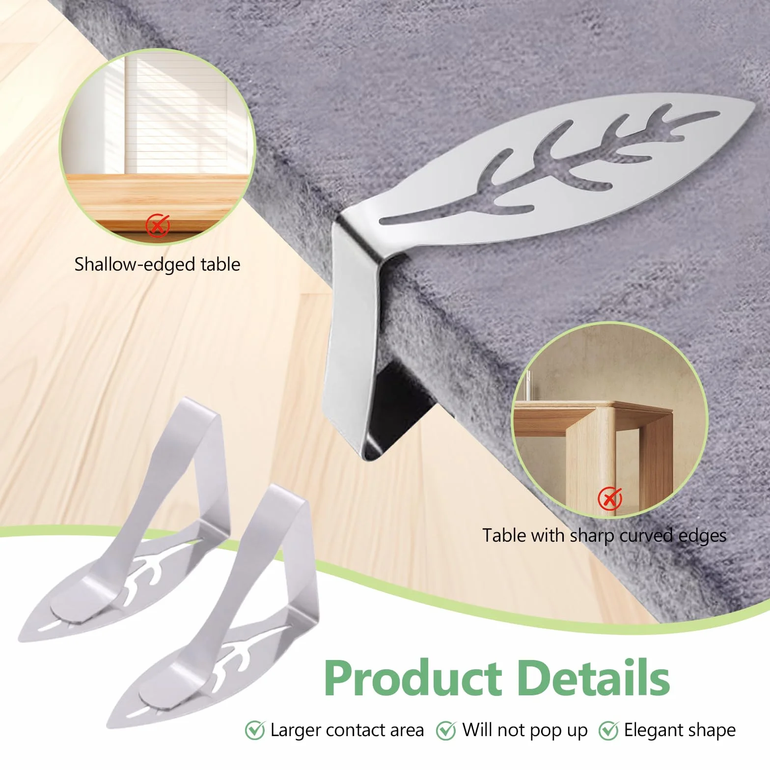 10 Piezas Clips para Mantel Antideslizantes, Pinzas para Mantel de Exterior de Acero Inoxidable, para el Hogar, Fiestas, Picnics, Restaurante, Bodas, Buffets, Cenas