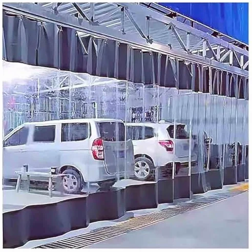 Sumidero industrial y divisor de panel en C, puerta de garaje resistente para lavado de autos y separación de talleres, solución que ahorra espacio para el cuidado del automóvil
