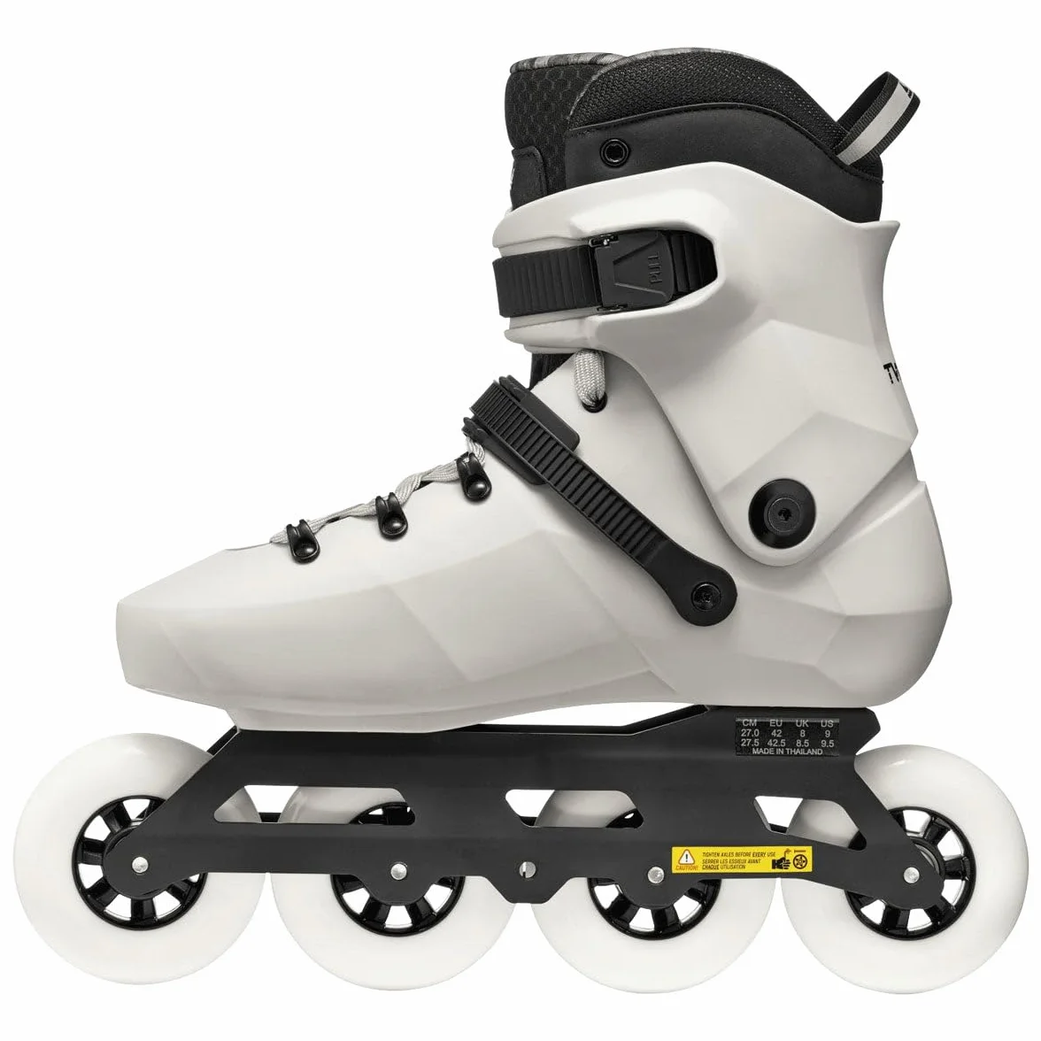 Rollerblade Patines Freeskate Urbanos Twister 90R 4x90mm Rocker Carcasa Rígida Guía Aluminio White Smoke Blanco Negro 43-44
