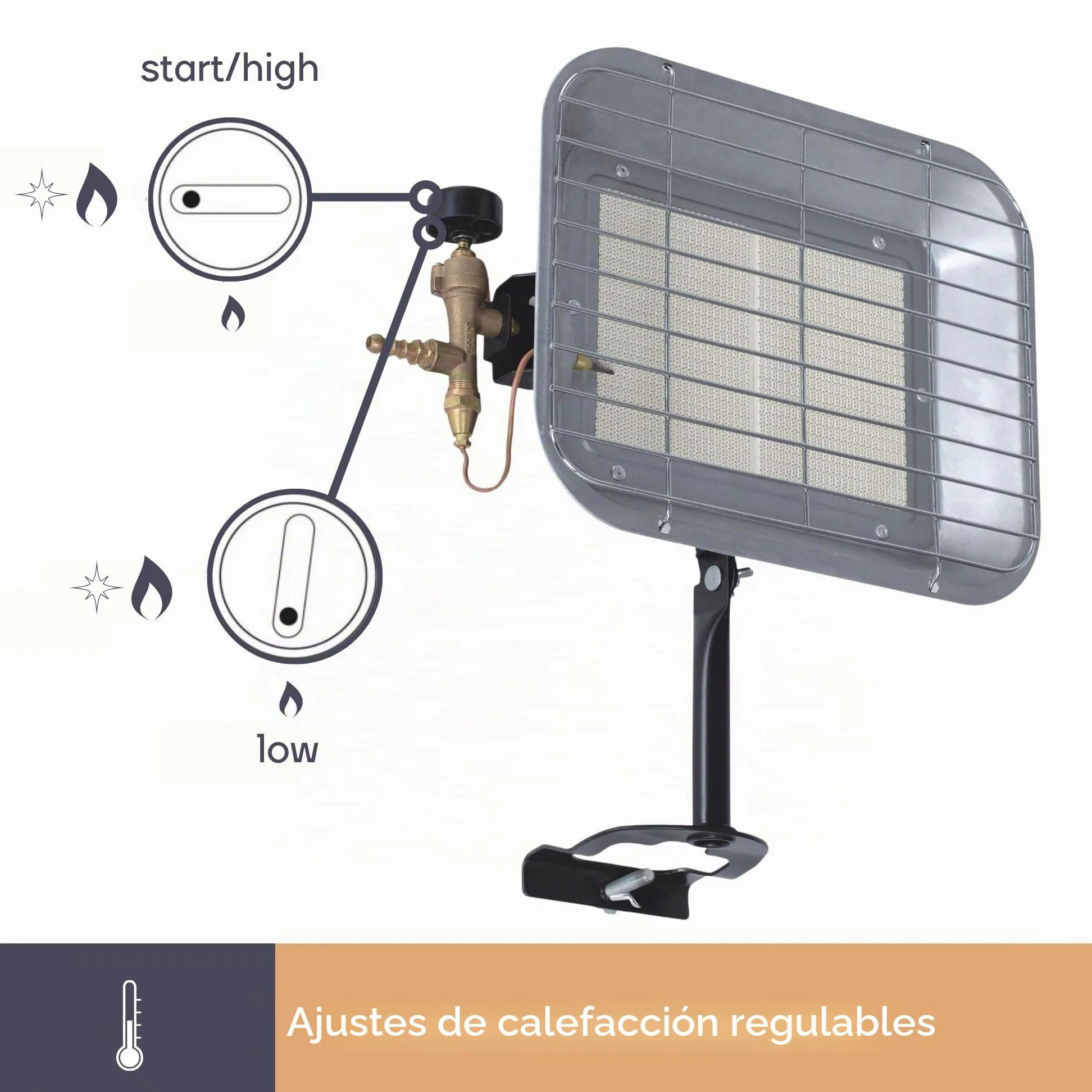 Perel Calentador de terraza gas 4500 W butano propano