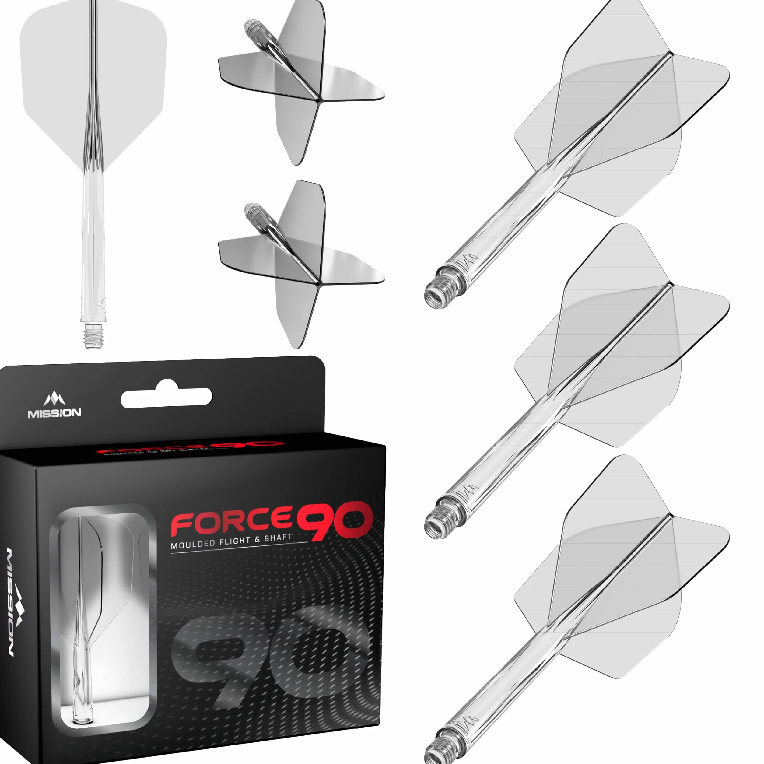 Mission Darts Force 90 Sistema integrado de vuelo y eje de dardos 2 en 1 Paquete de 3 Estándar n.º 6