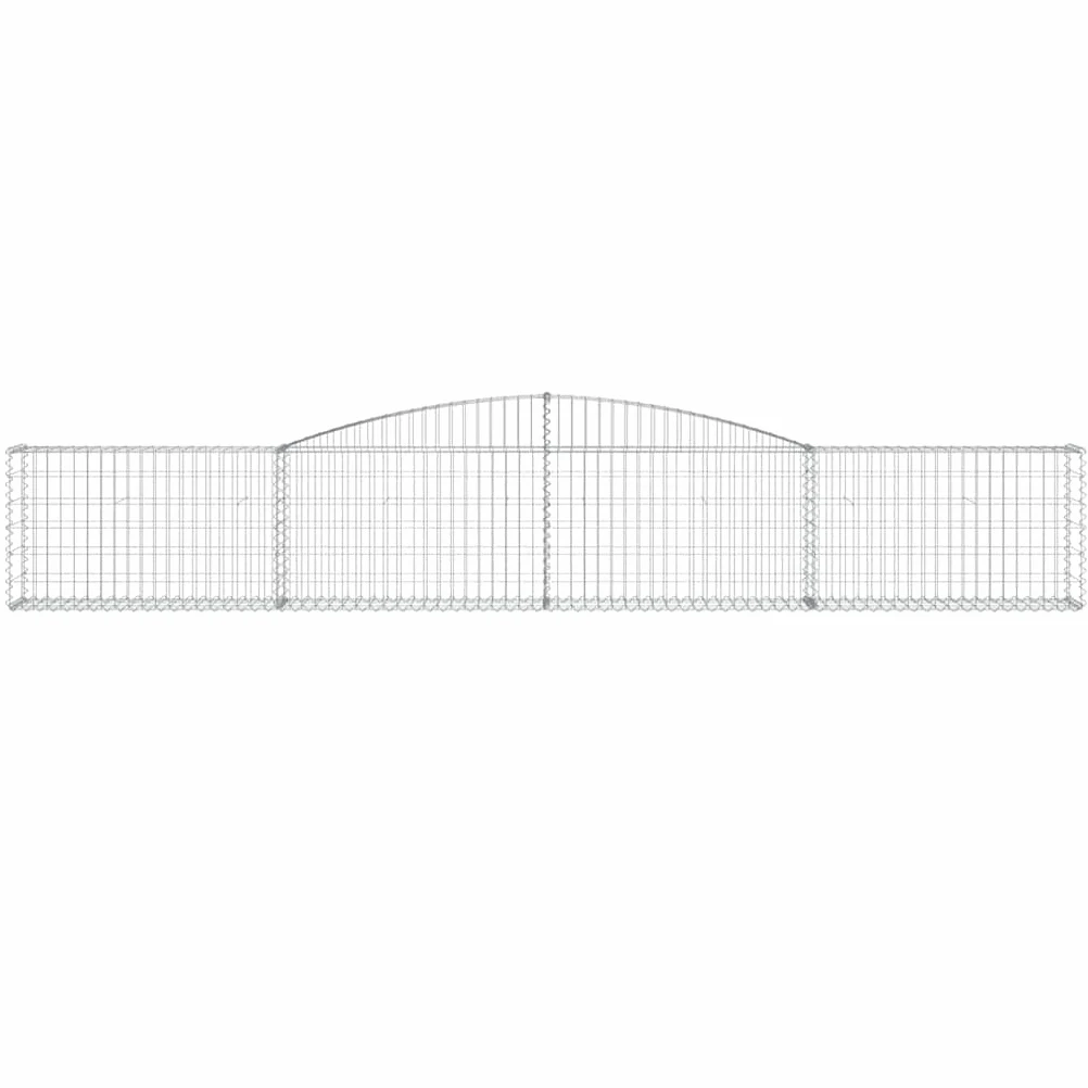 Gaviones con arco alto, 4 unidades, 400 x 30 x 60/80 cm de hierro galvanizado para barreras de jardín y protección visual como pared decorativa insonorizante con construcción estable