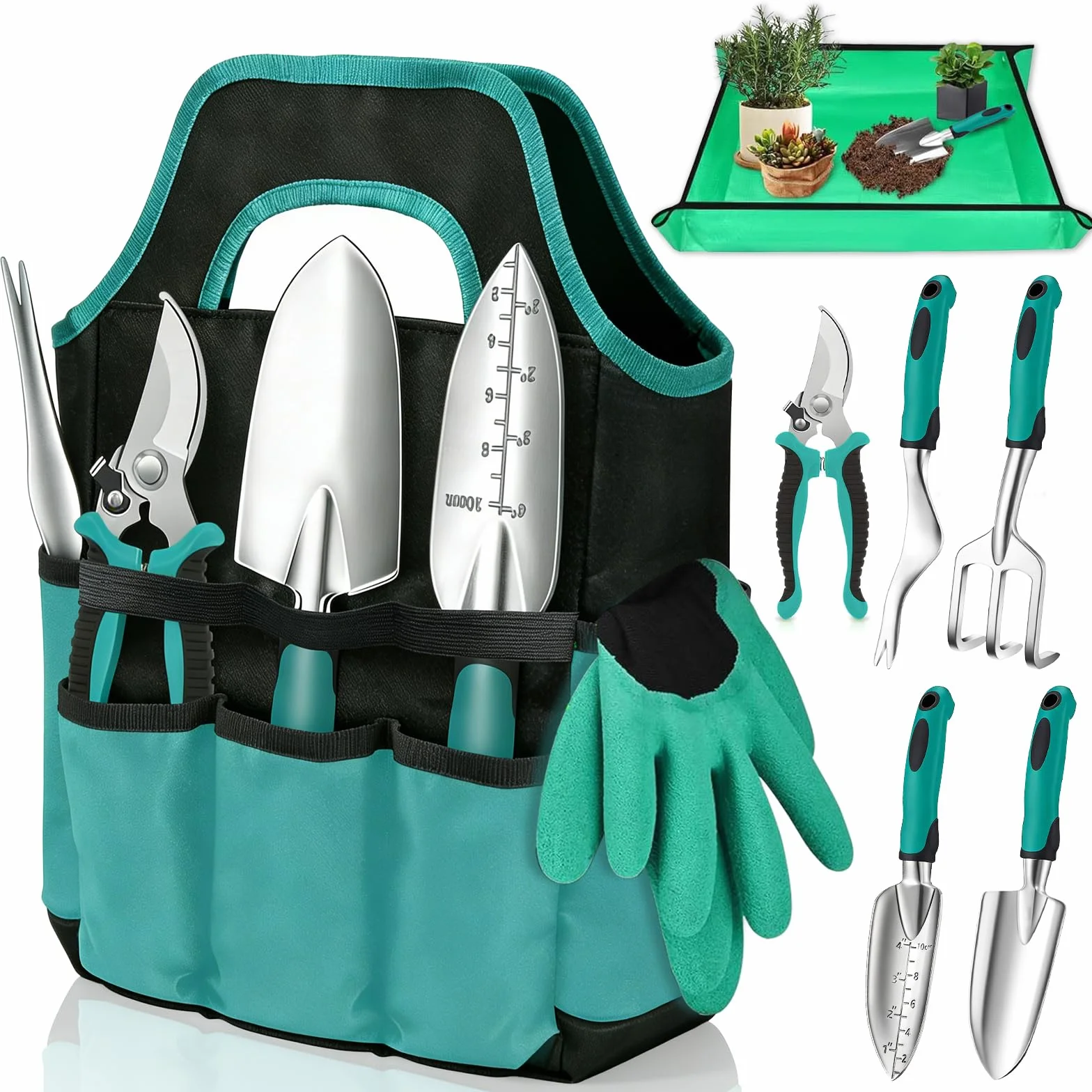 Juego de Herramientas de Jardinería,8 Piezas Acero Inoxidable de Herramientas de Jardín,Juego de Herramientas de Jardín Resistentes,Kit Jardinería-Rgalo de Jardín Ideal para Mujeres y Hombres