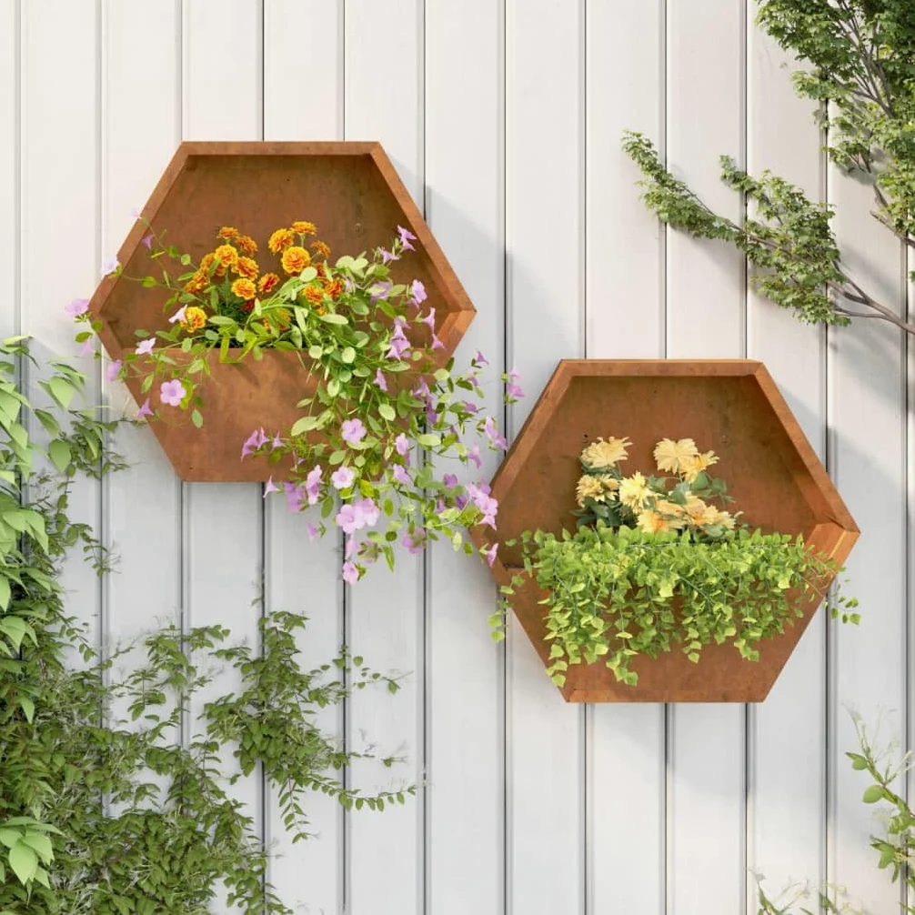 vidaXL Jardineras de Pared 2 uds Acero corten Oxidado 46x10x40 cm, Jardinera de Pared para Exteriores, Jardinera montada en la Pared, Maceta de Pared