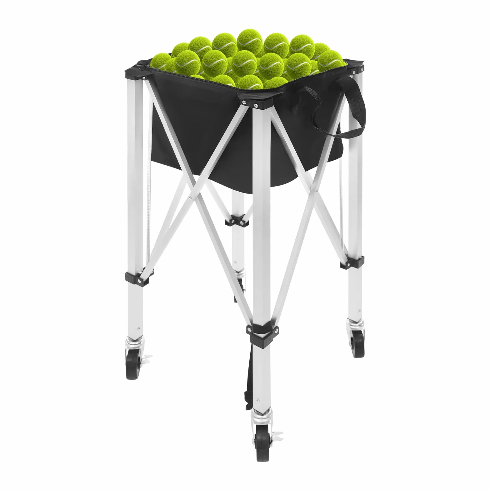 Contenedor Pelotas Tenis Plegable con Ruedas, Carrito Aluminio Portátil 150-170 Bolas