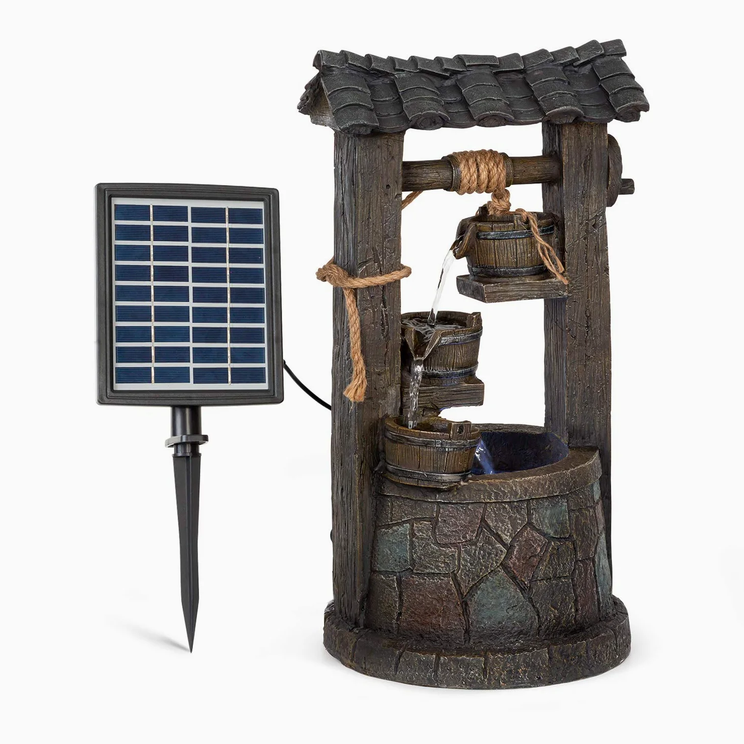 Blumfeldt Speyer Fuente Solar en Cascada, 2,8 Vatios, 5 Horas, 4 Niveles, Iluminación LED, Poliresina