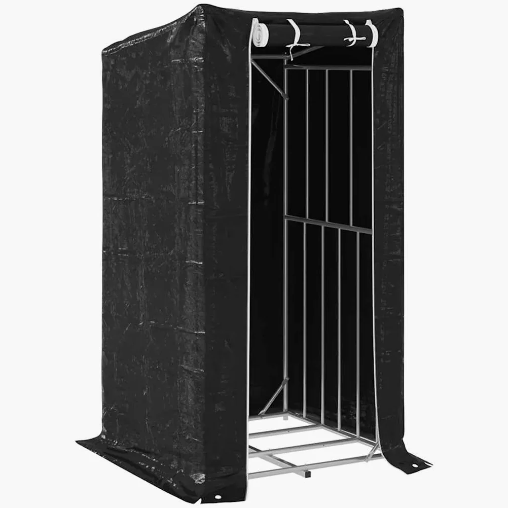 Estantería para leña con protector de lluvia de acero galvanizado, 100 x 100 x 200 cm, robusta estantería para leña para exteriores, ahorra espacio con funda impermeable para lluvia y gran