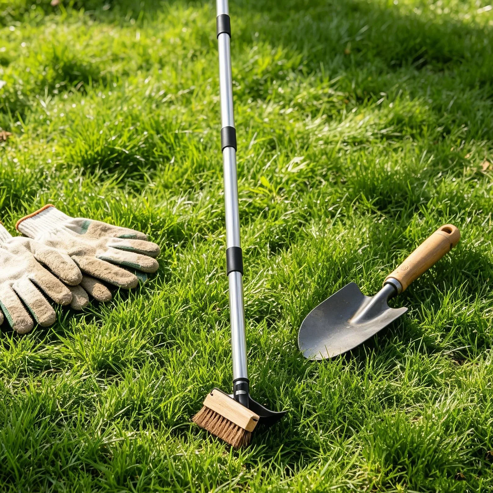 1 Juego de Cepillo para desherbar Grietas para el Cuidado del césped, Cepillo Multifuncional de cerdas de Alambre de 1,6 m/63'', desherbador Manual con Mango Largo para Eliminar el