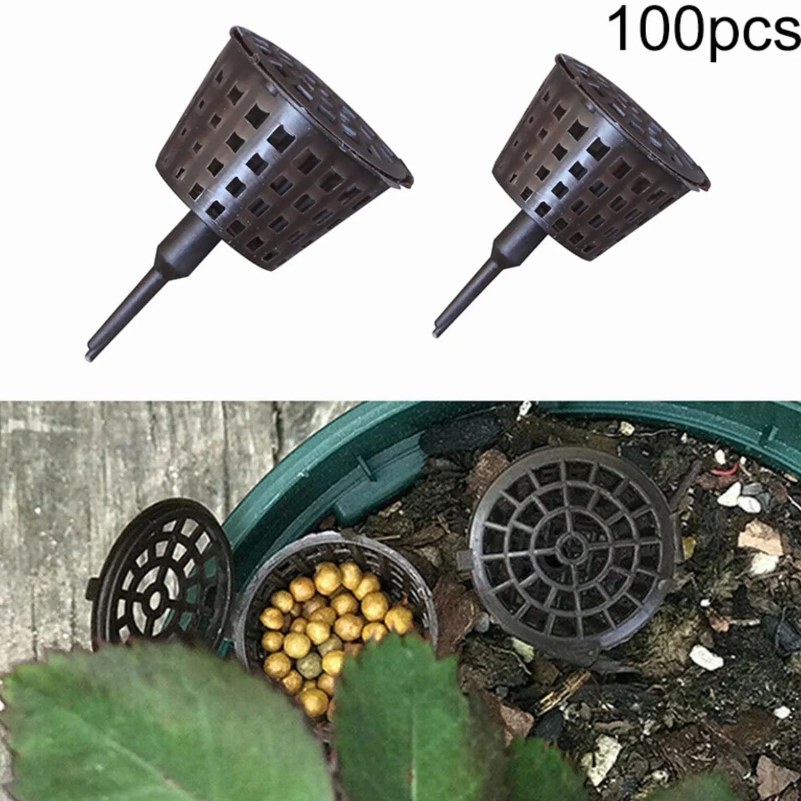 100 cestas de malla de fertilizante, orquídeas, fertilizante para jardín, bonsái, cesta de abono para bonsai jugosas orquídeas bonsái