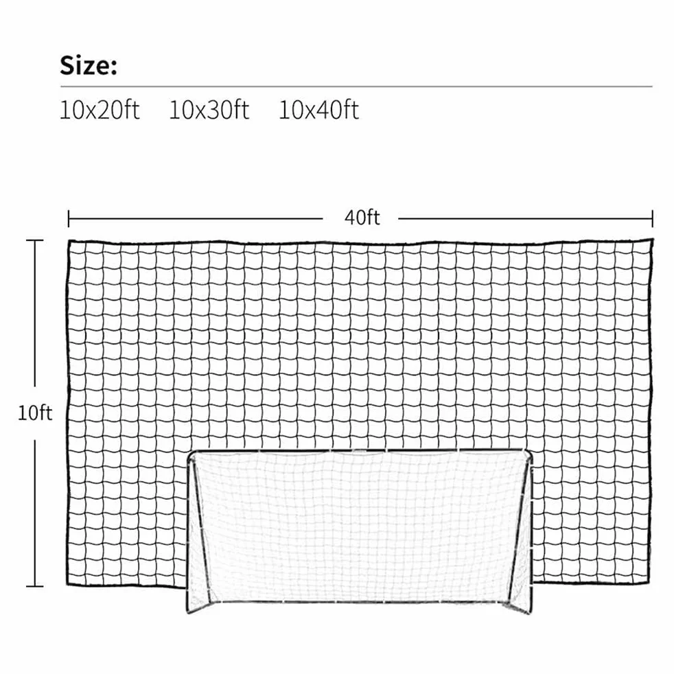Aoneky Red de Barrera para Fútbol 3×3/4.5/6/9/12M, Cuerda de Poliéster 2,5 mm, Malla 10×10 cm, Negro