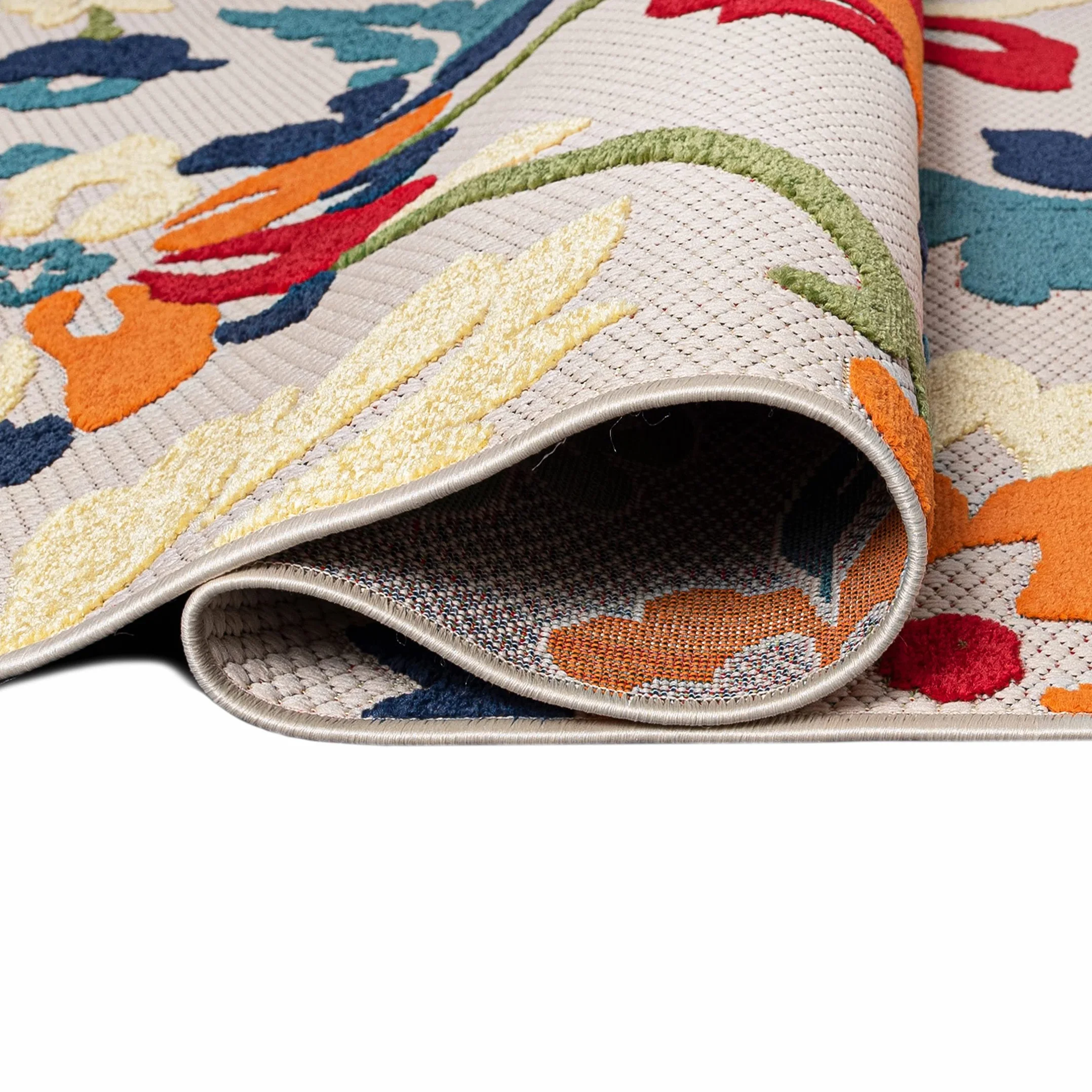 Mazovia Carpeto Rugs Alfombra - Diseño Floral Orientale de Outdoor - Impermeable Alfombra Exterior - Alfombras de Patio, Balcón y Veranda - Naranja Colorido 120x170 cm