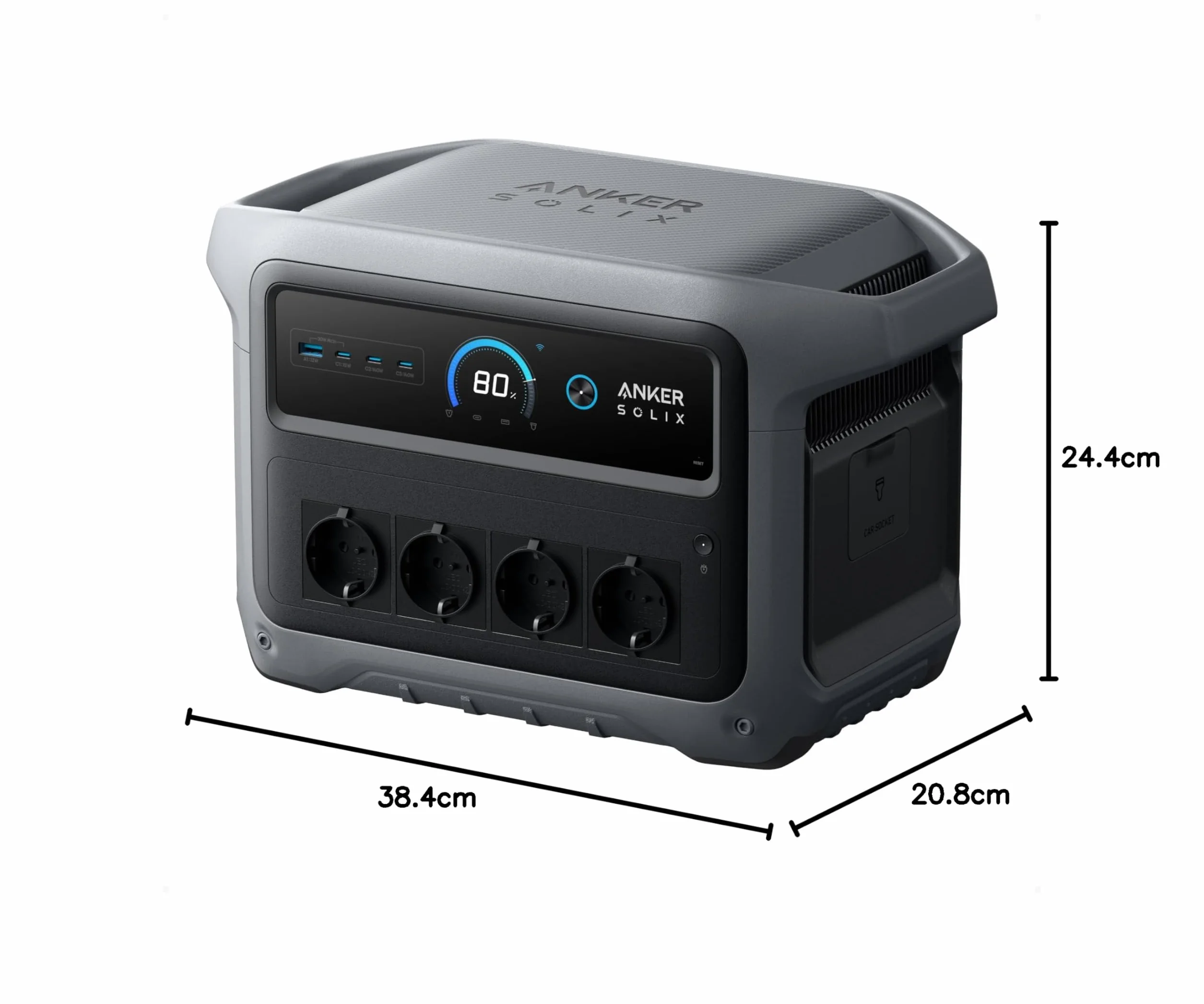 Estación de energía portátil Anker SOLIX C1000 Gen 2, generador solar de 2 000 W (pico 3 000 W), carga completa en 49 minutos, batería LiFePO4 de 1 024 Wh para respaldo doméstico, cortes de energía y
