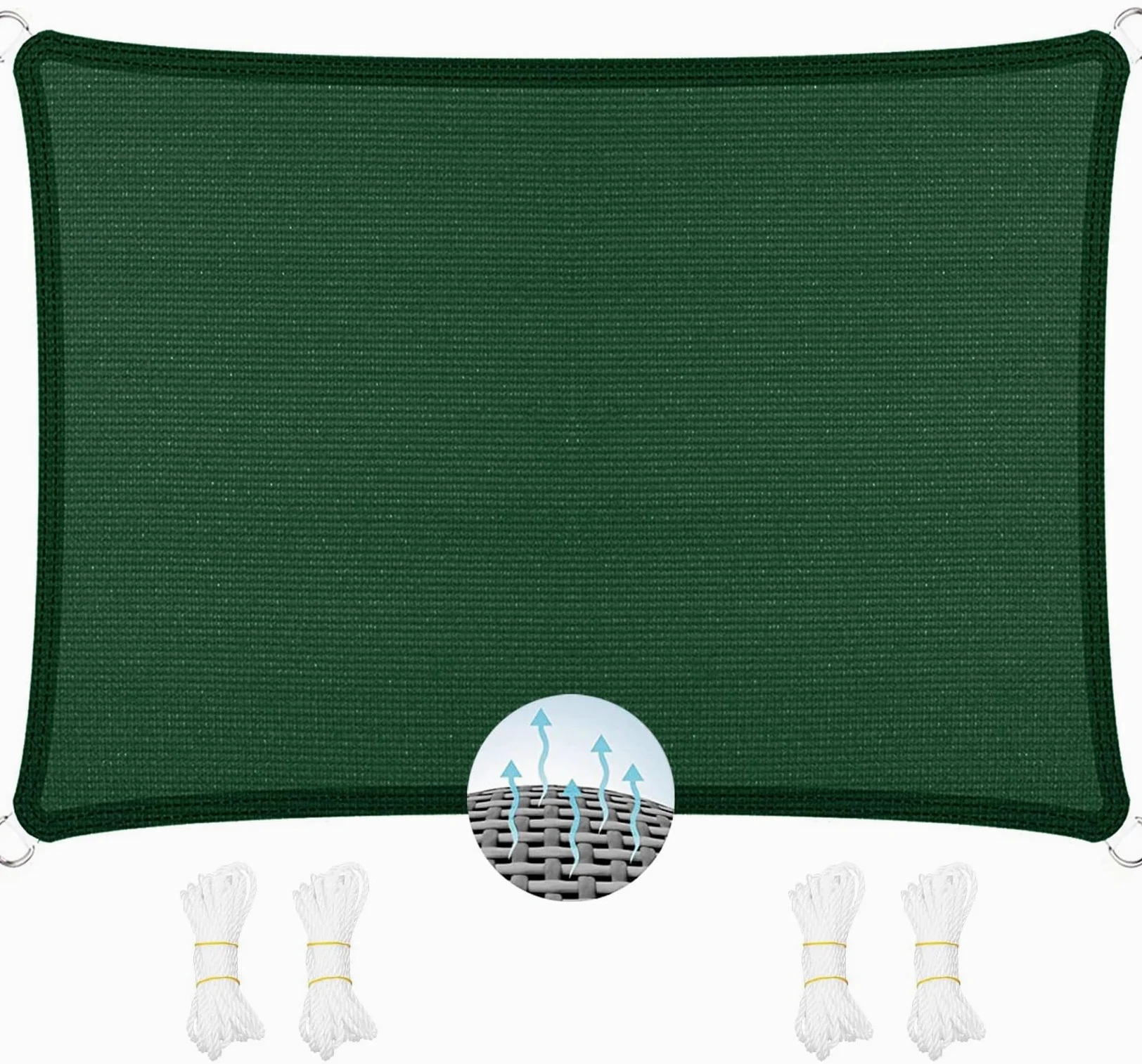 Toldo Parasol Lona Protector Solar 220 x 400 cm, Prevención Rayos UV, Permeable Al Agua, Resistente, Malla Sombreadora Malla de Sombreo, para Patio,Jardín,Exteriores, Verde Oscuro