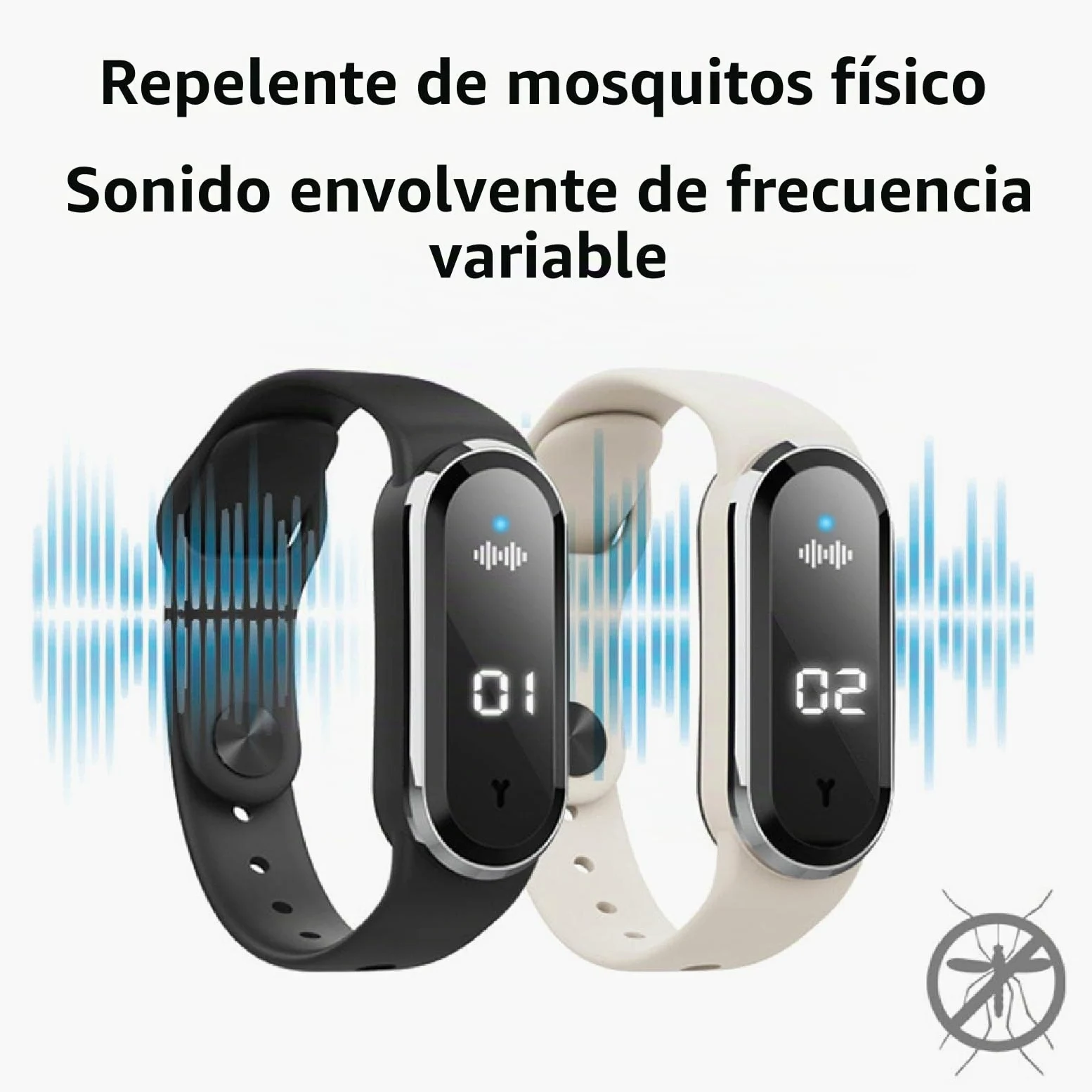 Pulsera ultrasónica repelente de mosquitos - Pulsera electrónica repelente de mosquitos - Pulsera antimosquitos Repelente de insectos Seguro para niños Adultos Acampar al aire libre Senderismo 2PCS