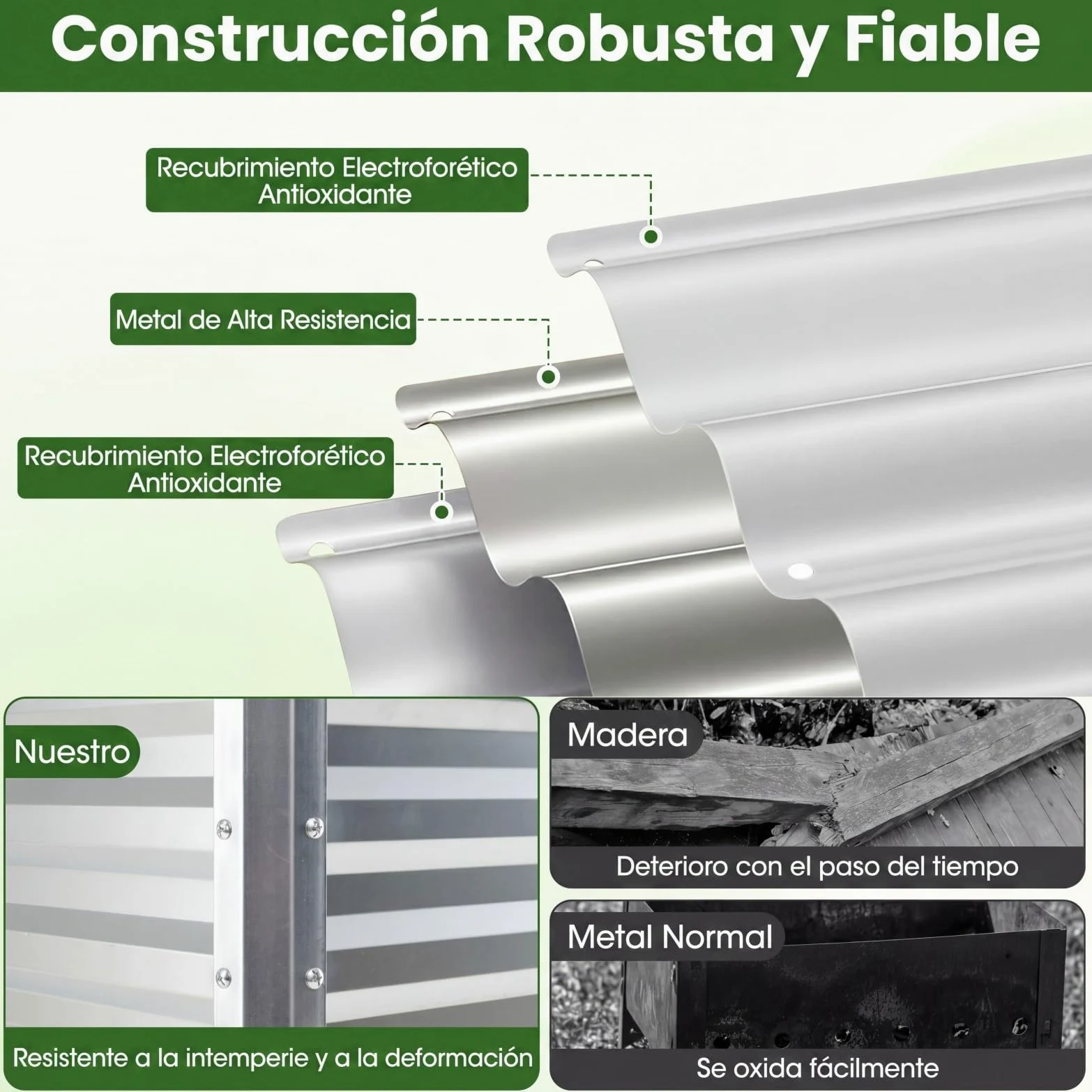 COSTWAY Huerto Urbano Terraza, Cama Elevada de Jardín de Metal con Recubrimiento Electroforético y Orificios de Drenaje, Jardinera Exterior Grande para Verdura, Flor, Fruta, 112x55x81 cm (Plateado)