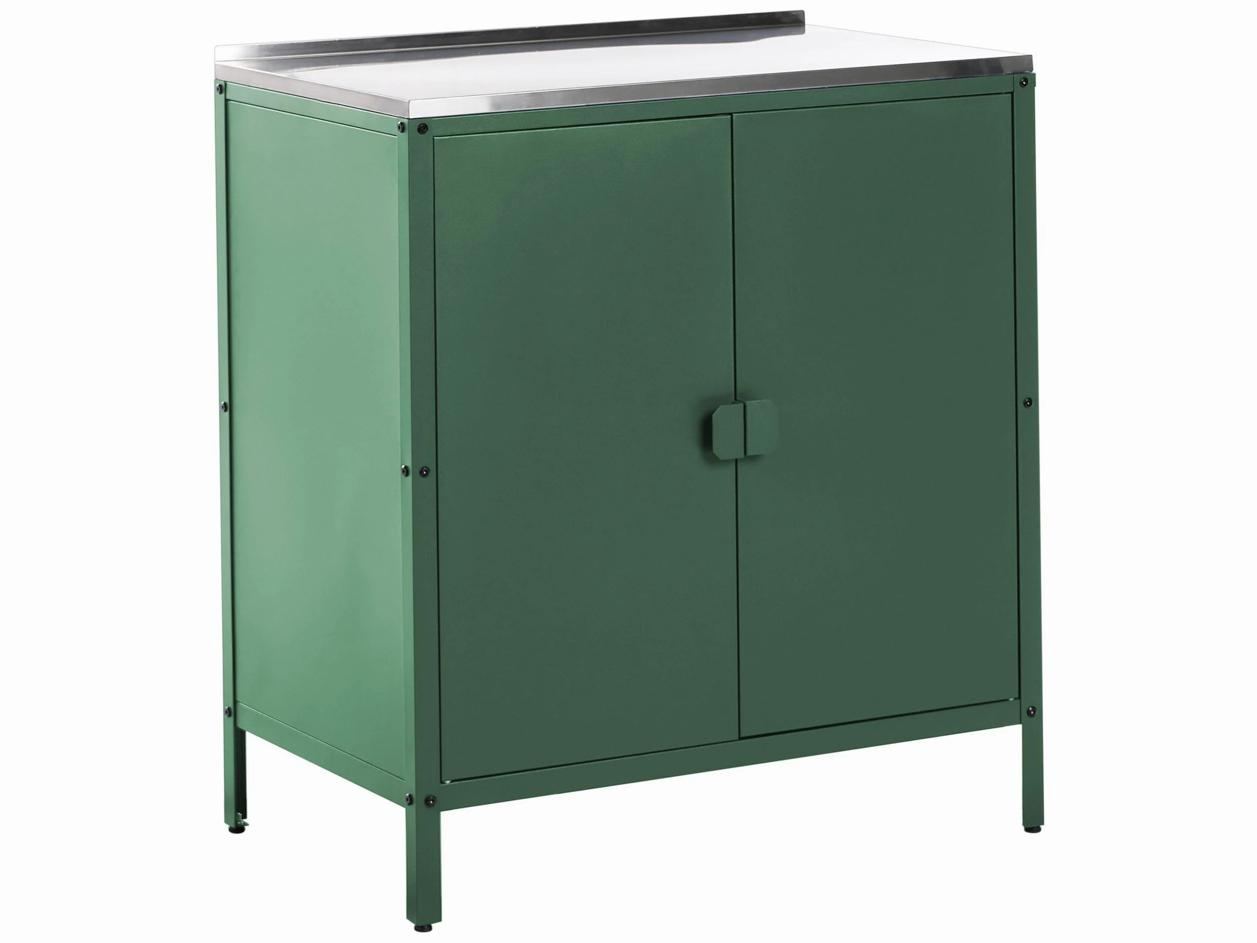 Beliani Armario Cocina Exterior 2 Puertas de Acero Inoxidable Verde Vilama