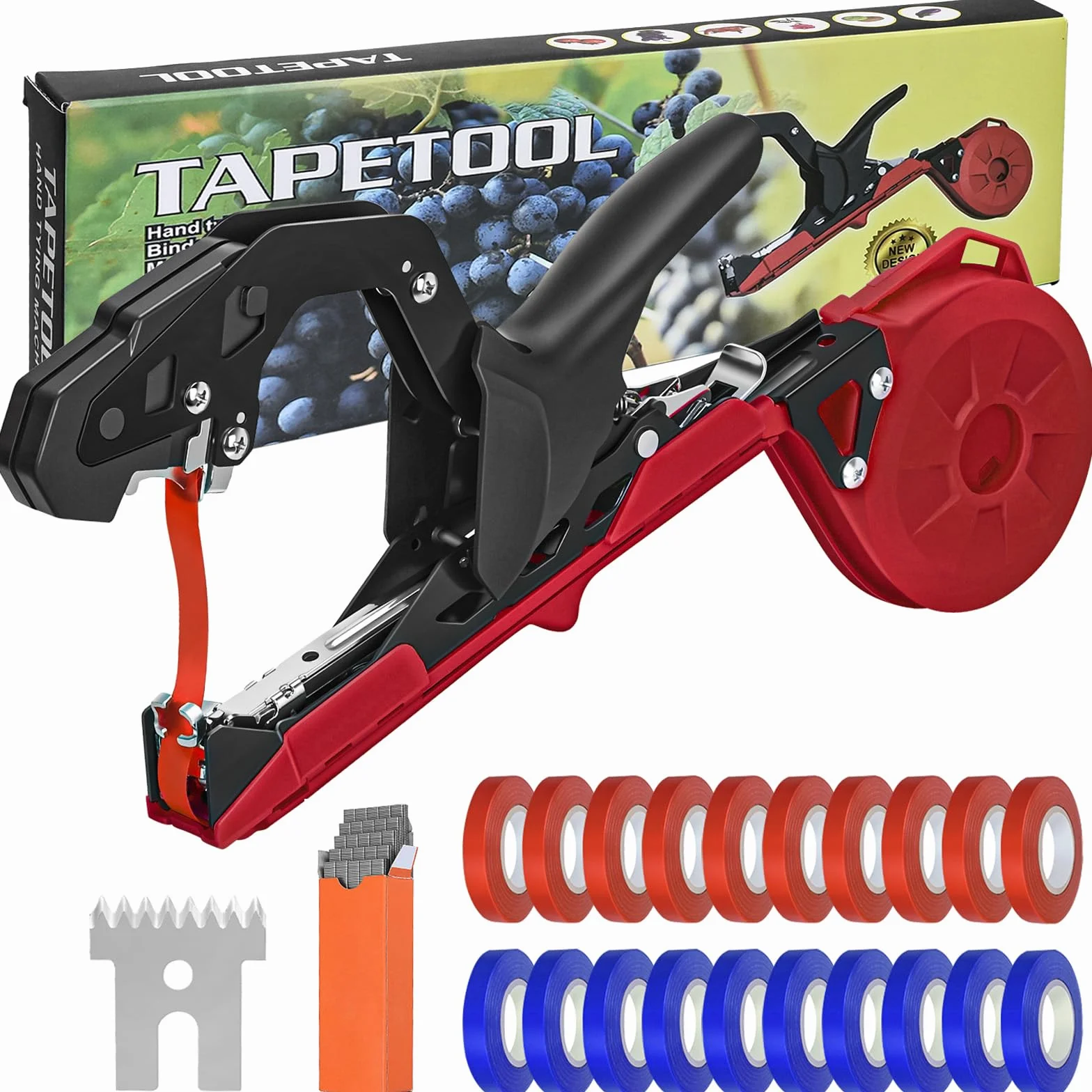 Profesional Maquina Atadora de Atar Tomates Plantas Herramientas Jardineria Máquina Manual Huerto Cinta Pinzas Ramas Atadora Agricola Tomate Viña Hortalizas Pepino UVA Fruta Flores Tape Tool