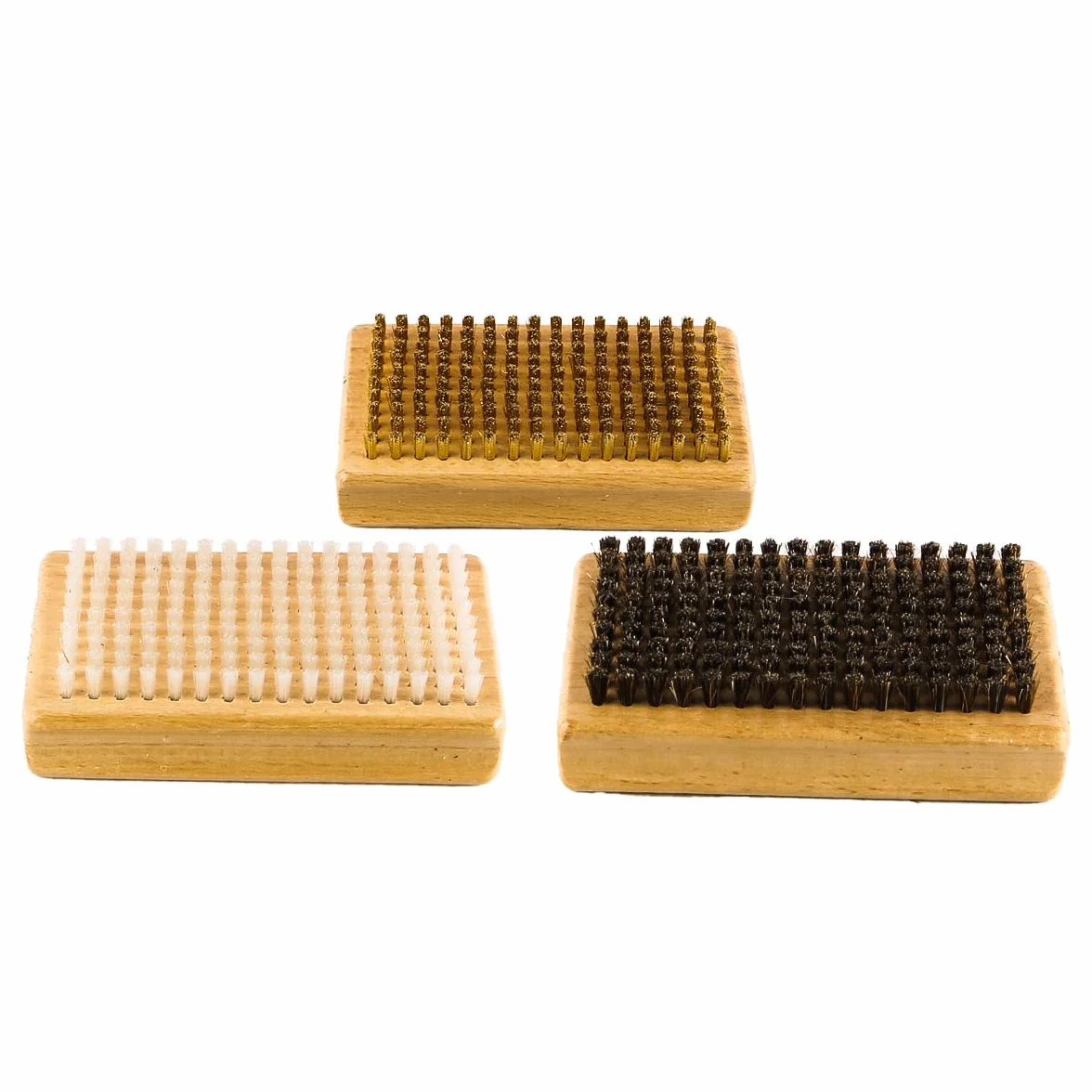 Juego de 3 Cepillos de Cera para Esquí y Snowboard, Nailon, Latón y Crin